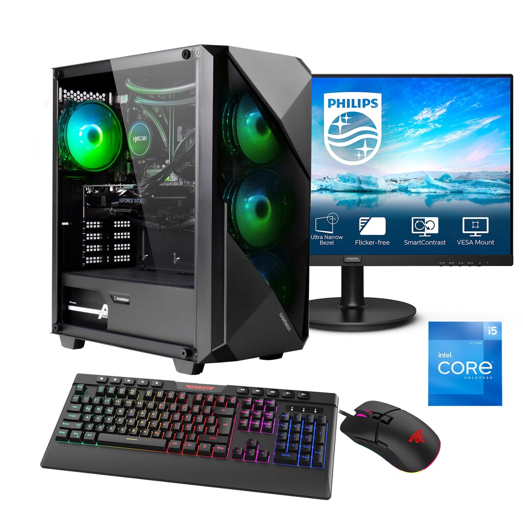 Hyrican Gaming-PC-Komplettsystem »Striker SET02284«, Windows 11, i5-12400F, inklusive 24" Monitor Philips 241V8LA