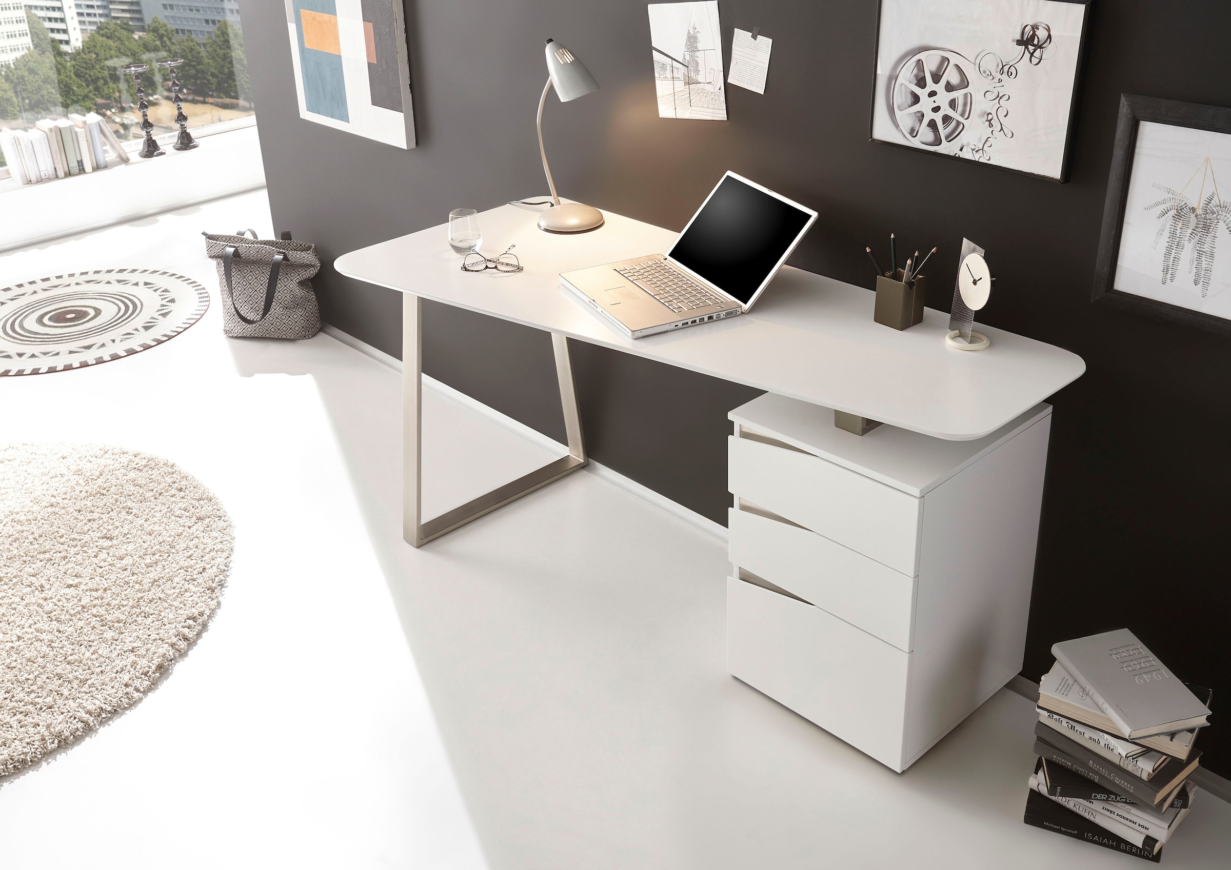 MCA furniture Schreibtisch »Tori«, weiß matt lackiert, mit 3 Schubladen, Breite 150 cm