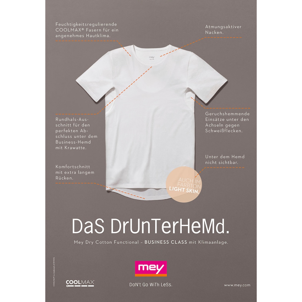 Mey Unterziehshirt »DRY COTTON FUNCTIONAL«, unter dem Businesshemd unsichtbar, Halbarm