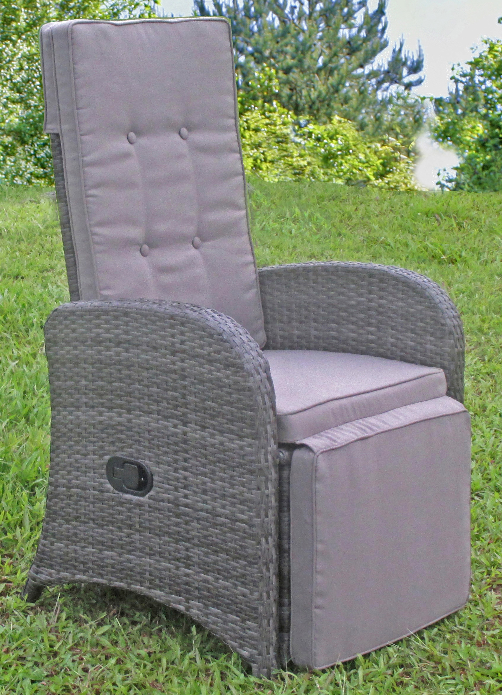 Garden Pleasure Loungesessel »SALERNO«, (Set, 2 St.), Polyrattan, verstellbar, inkl. Auflagen, grau