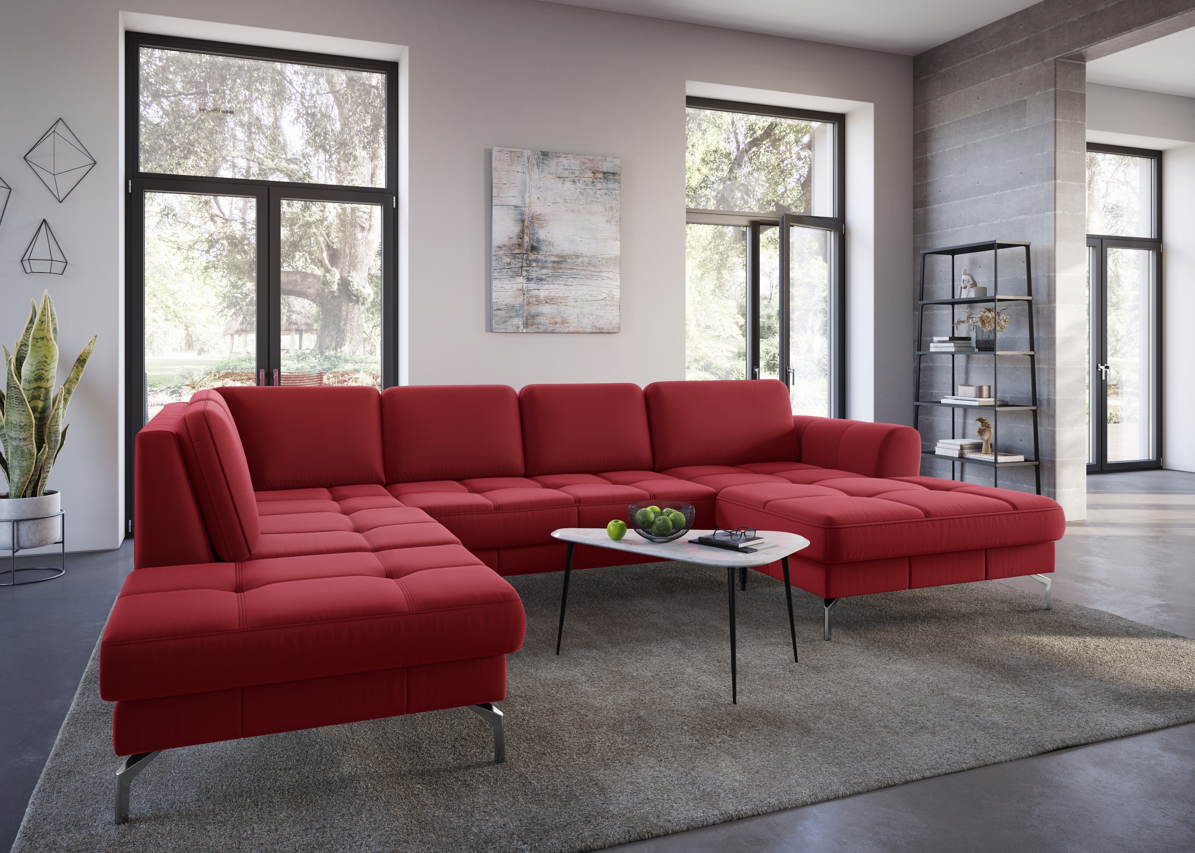 sit&more Wohnlandschaft »Bendigo U-Form« inklusive Sitztiefenverstellung, Bodenfreiheit 15 cm, in 2 Fußfarben