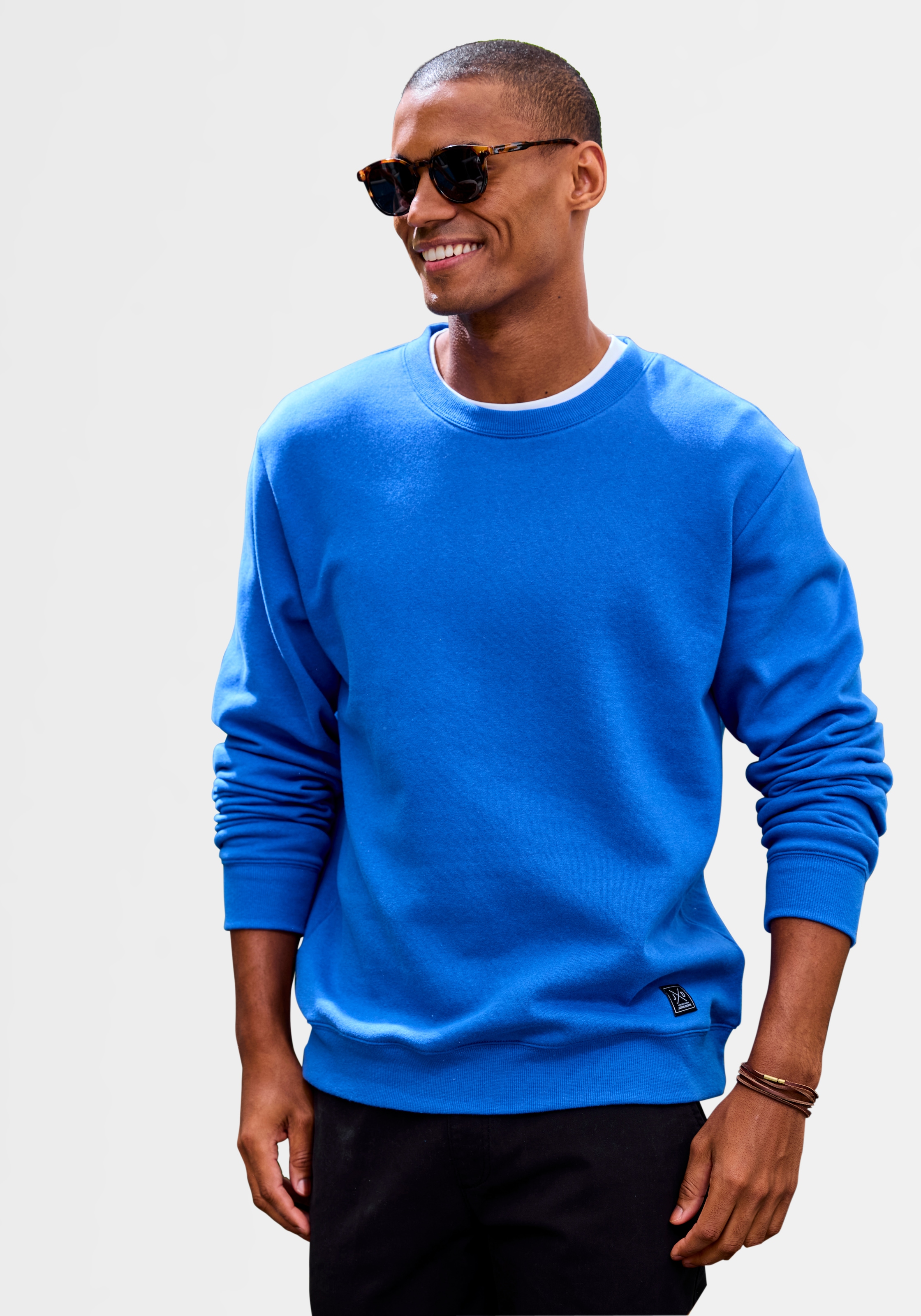 John Devin Sweatshirt, Langarm, Pullover mit Rundhals, Baumwollmischung