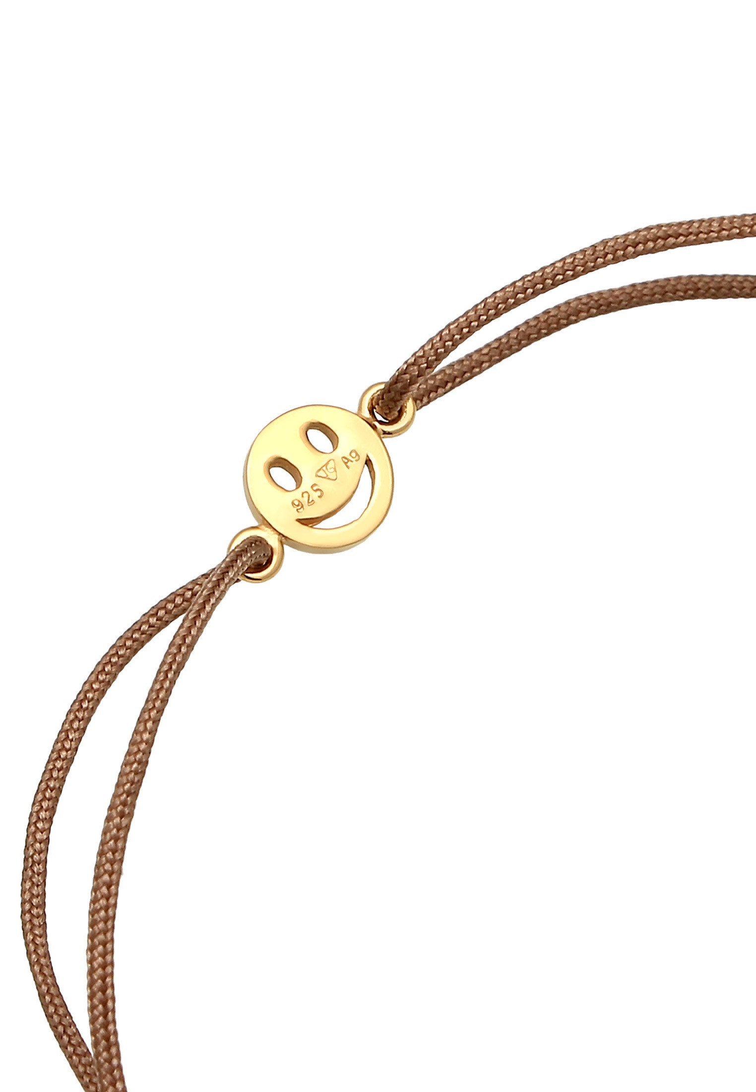 Elli Armkette »Armband mit Smile Face Textil 925 Silber vergoldet«
