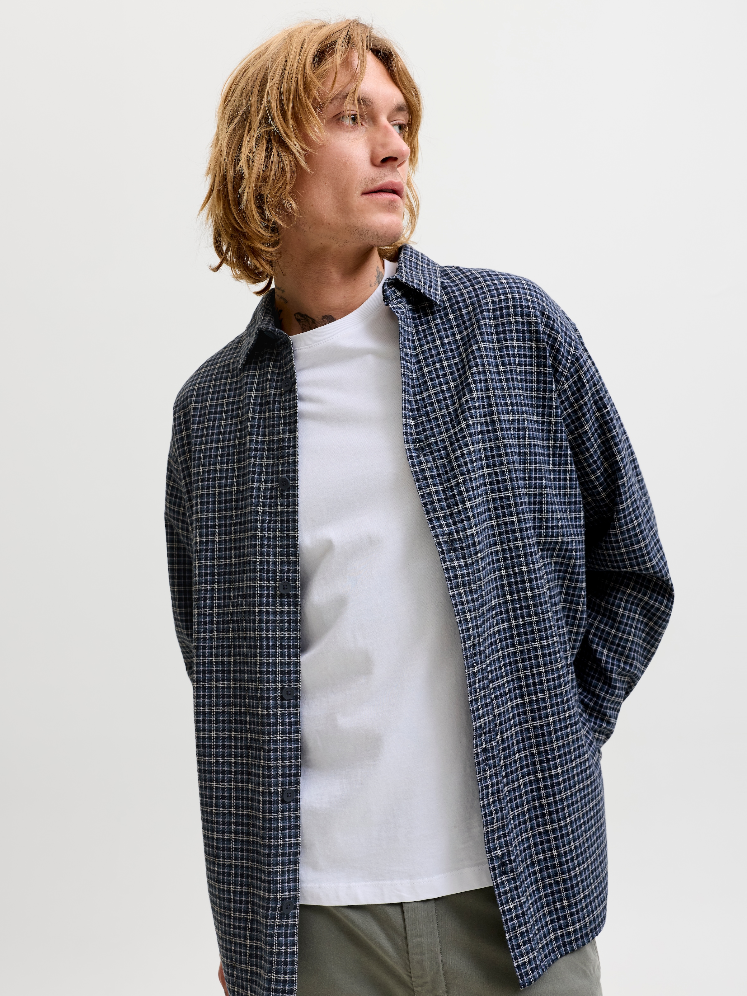 Jack & Jones Langarmhemd »JJCARTER CHECK SHIRT LS SN« Baumwolle, relaxed fit