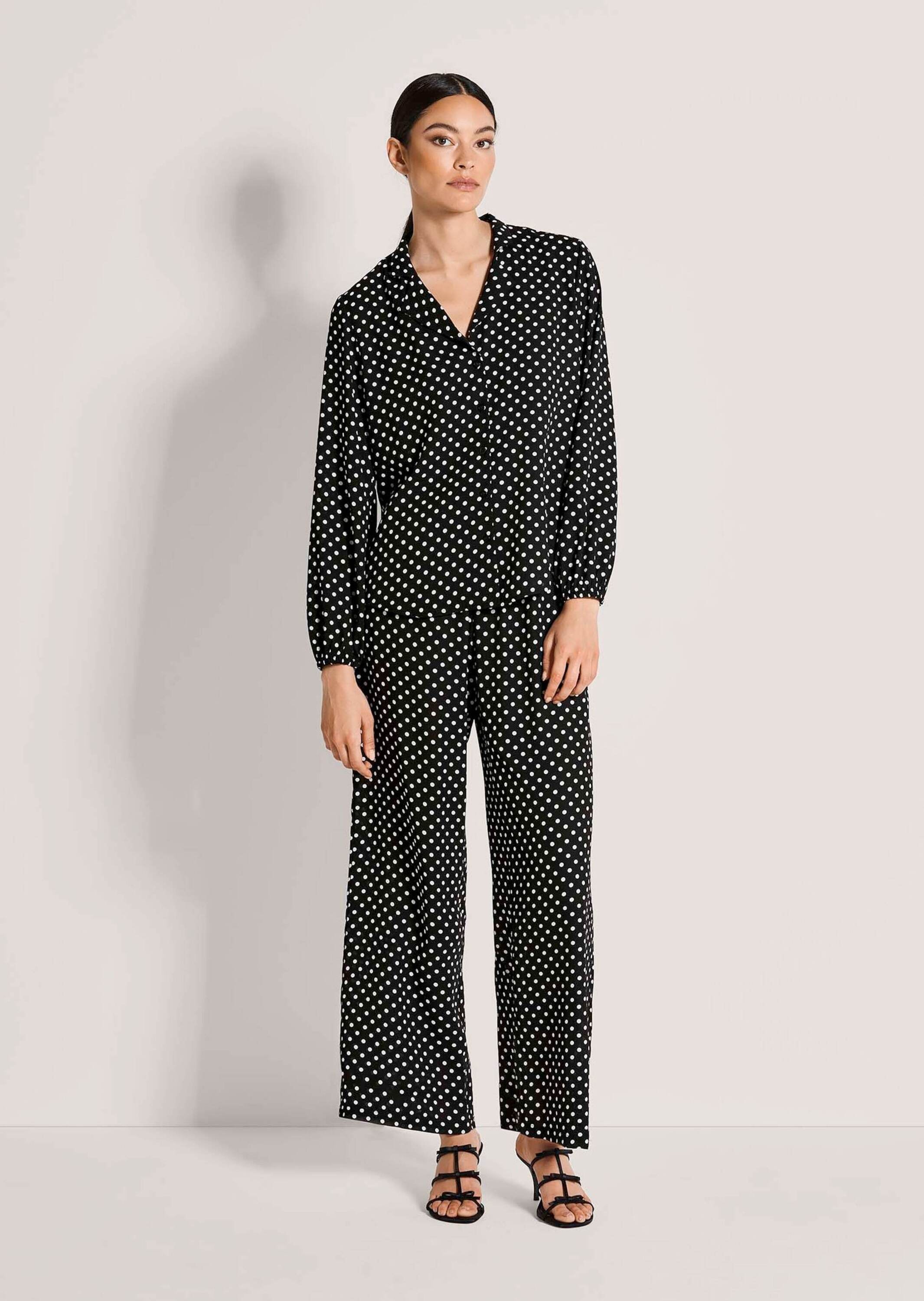 MADELEINE Langarmbluse »Hemdbluse Blusenshirt mit Tupfen-Design« Durchgehende Knopfleiste