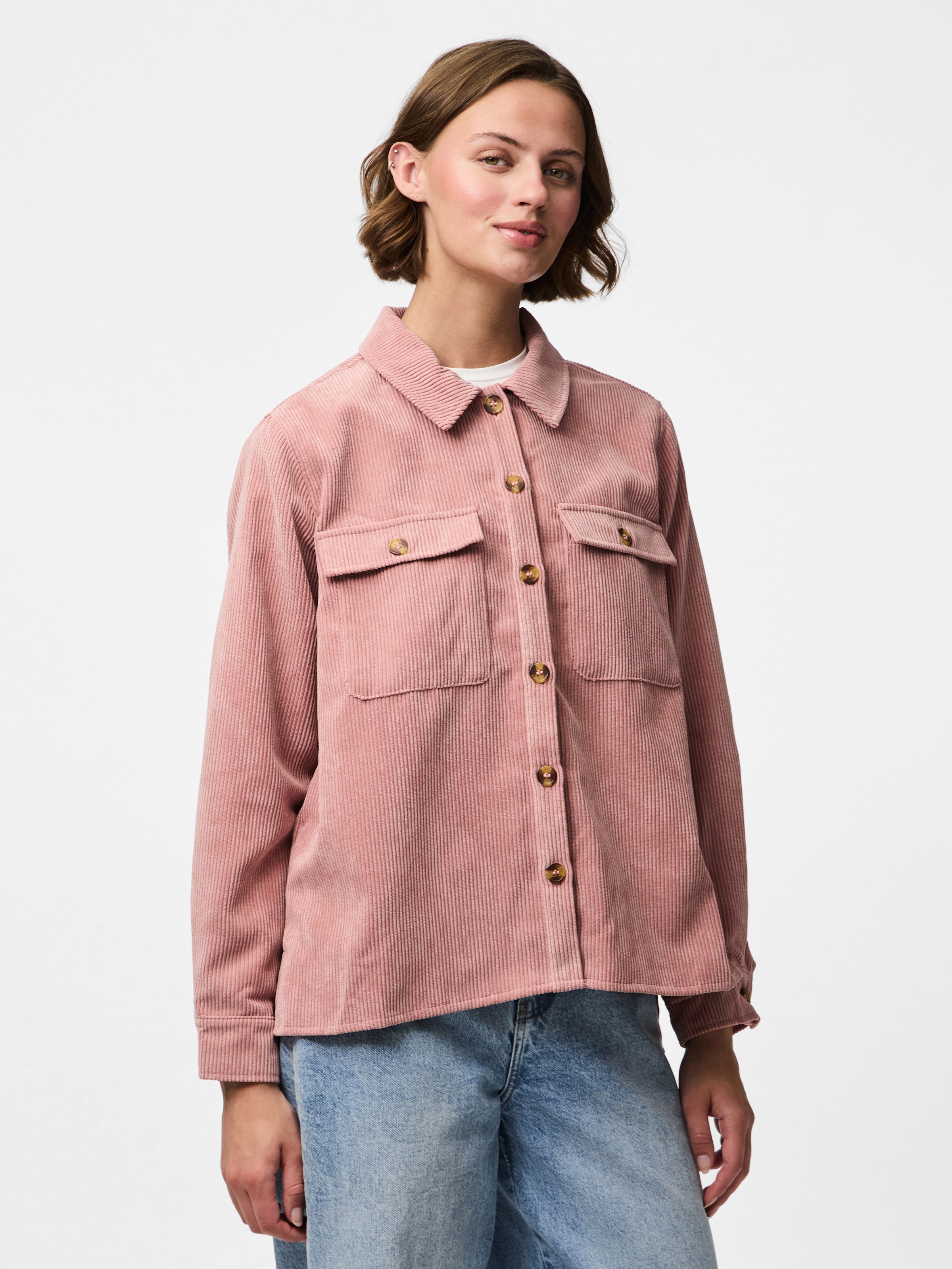 pieces Hemdbluse »PCEFFI LS SHIRT WVN NOOS« Materialmix, loose fit