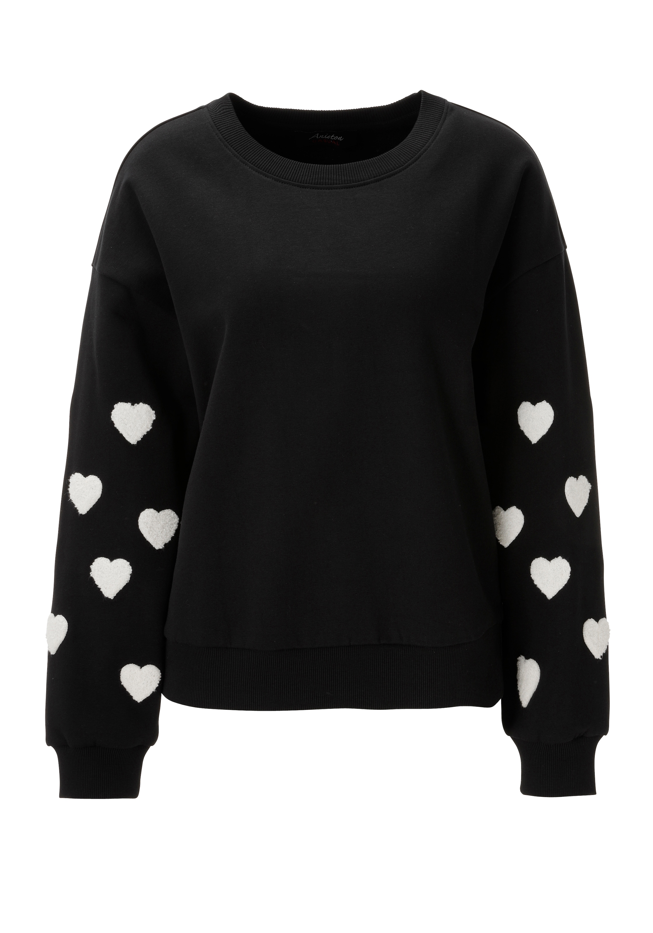 Aniston CASUAL Sweatshirt , mit Frottee-Herzen in den langen Ärmeln - NEUE KOLLEKTION
