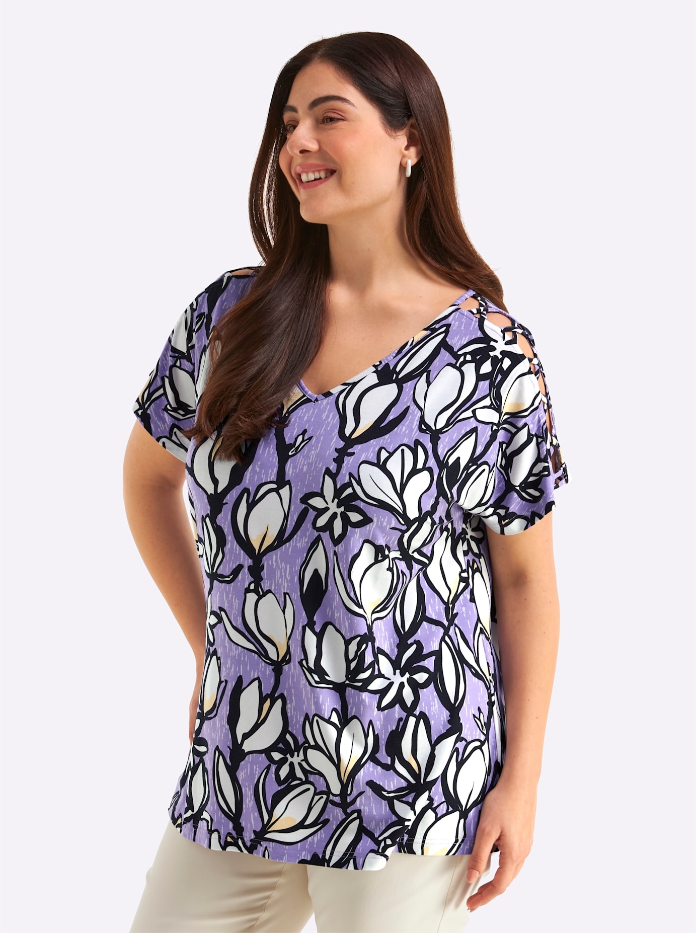 Sheego V-Shirt »Kurzarm-Shirt« 1