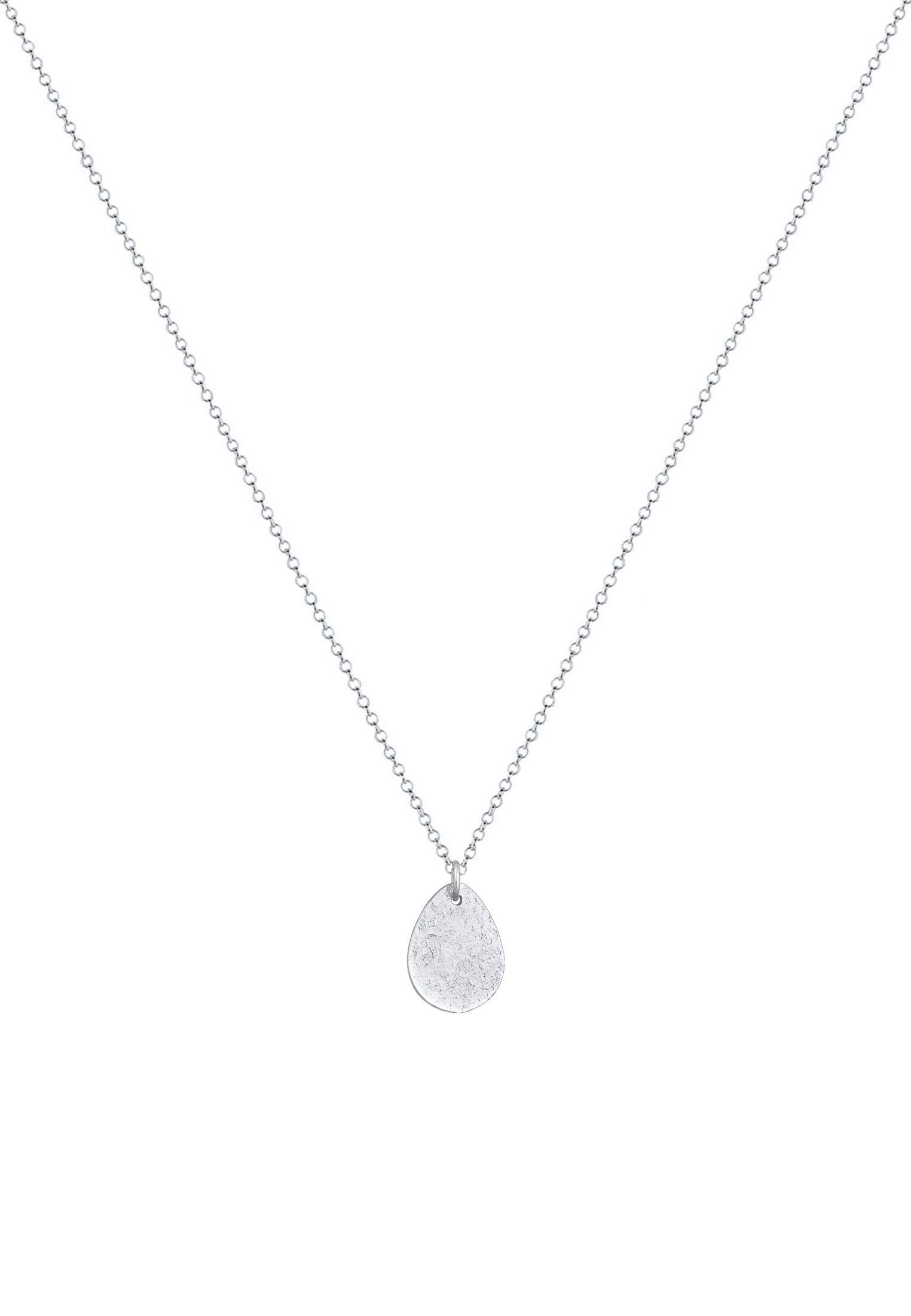 Elli Kette mit Anhänger »Halskette Tropfen Plättchen Gehämmert Vintage 925 Silber«