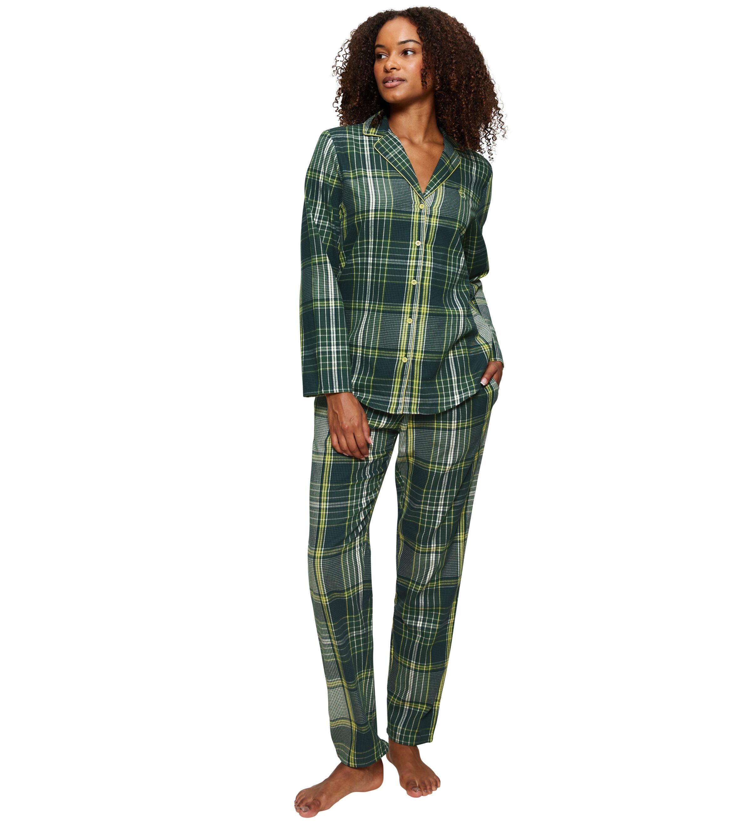 Schlafanzug »Boyfriend PW X Checks«, (Set, 2 tlg.), Pyjama mit seitlichen Taschen