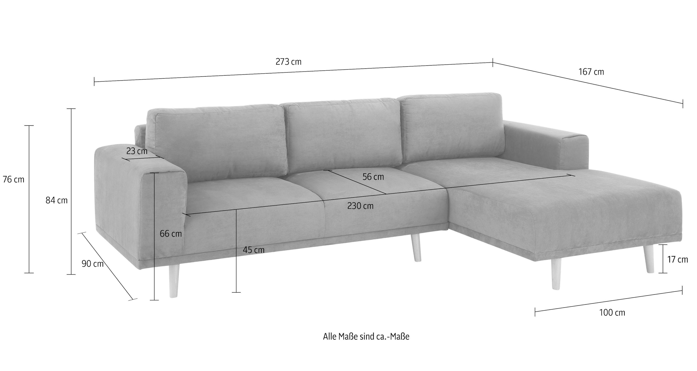 Home affaire Ecksofa »Lasse L-Form«, im scandinavischen Stil mit Holzfüßen