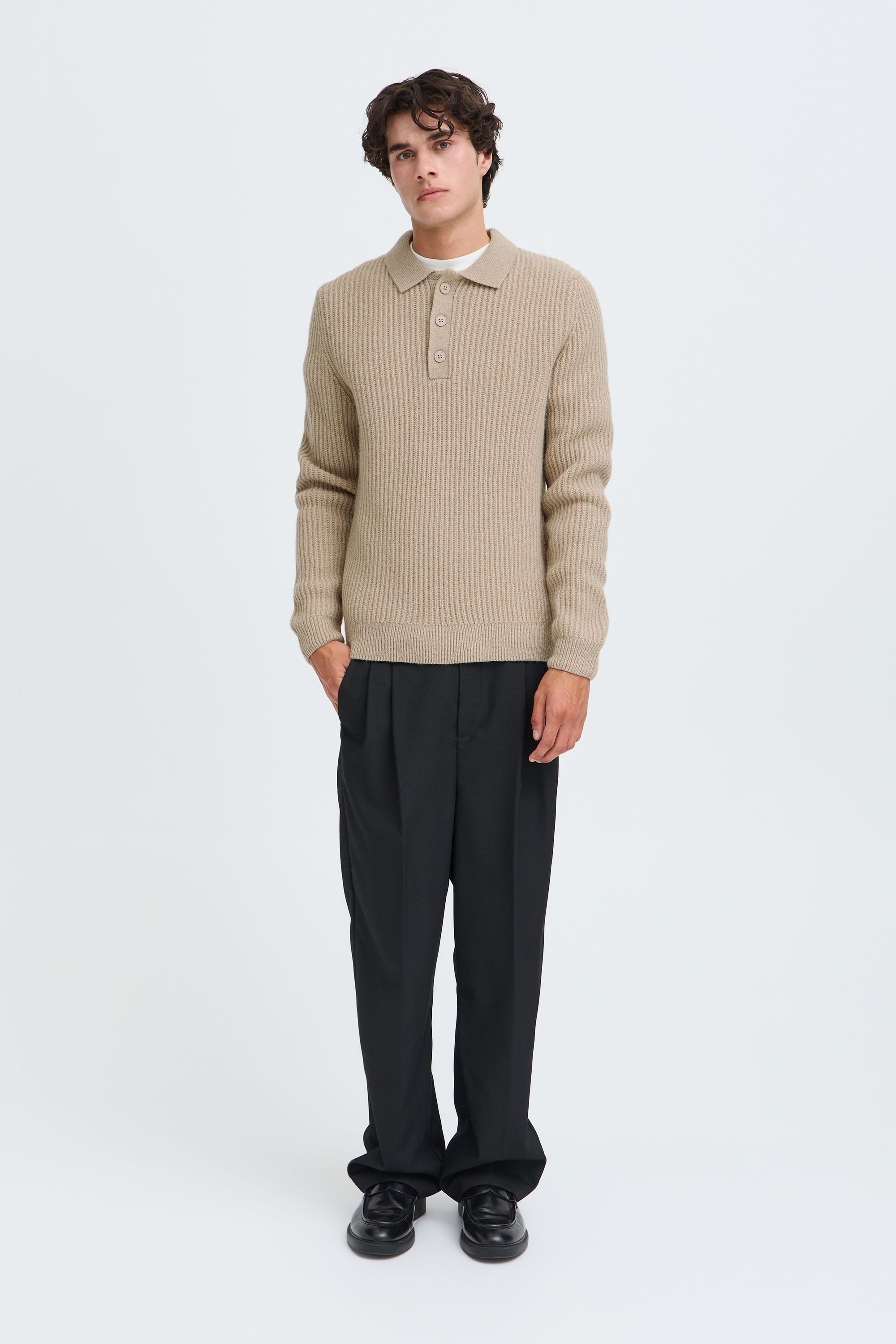 Casual Friday Strickfleece-Pullover »Strickpullover CFAlbret Polo Knit«