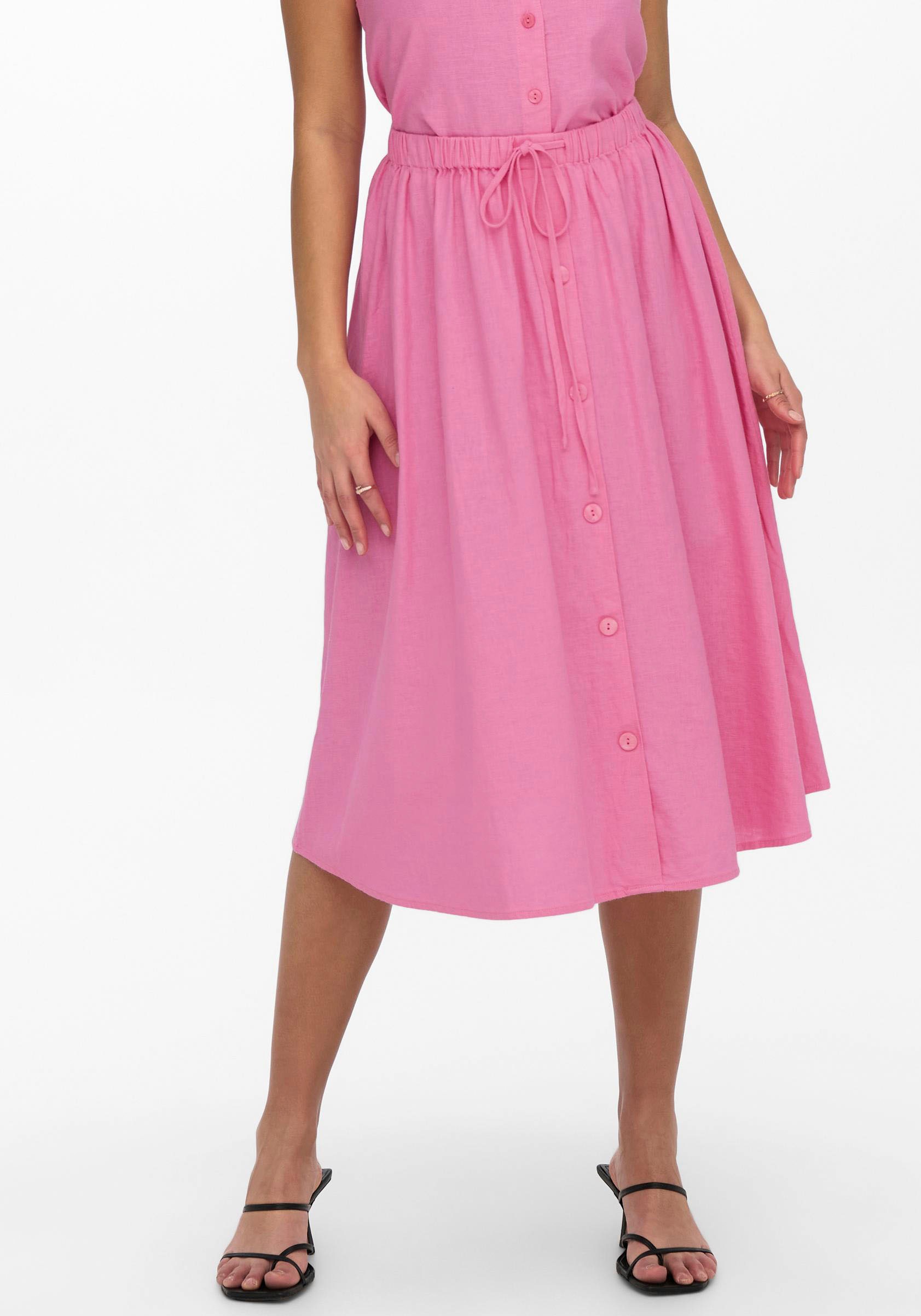 Only Sommerrock »ONLCARO HW LINEN BLEND BUTTON SKIRT«