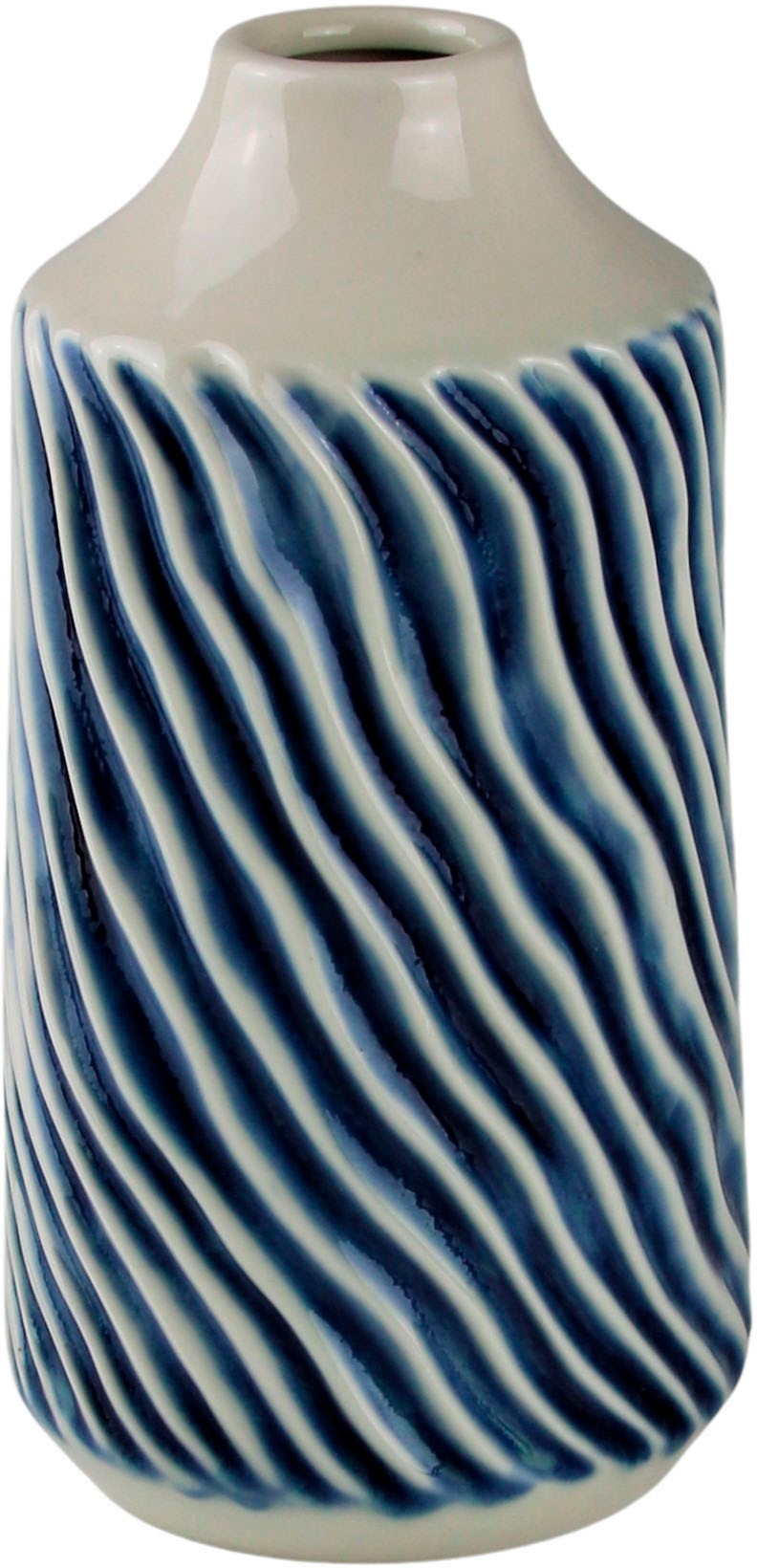 AM Design Dekovase »Welle, blau-weiß, Tischvase aus Keramik«, (1 St.), Keramikvase, Dekoobjekt, Blumenvase