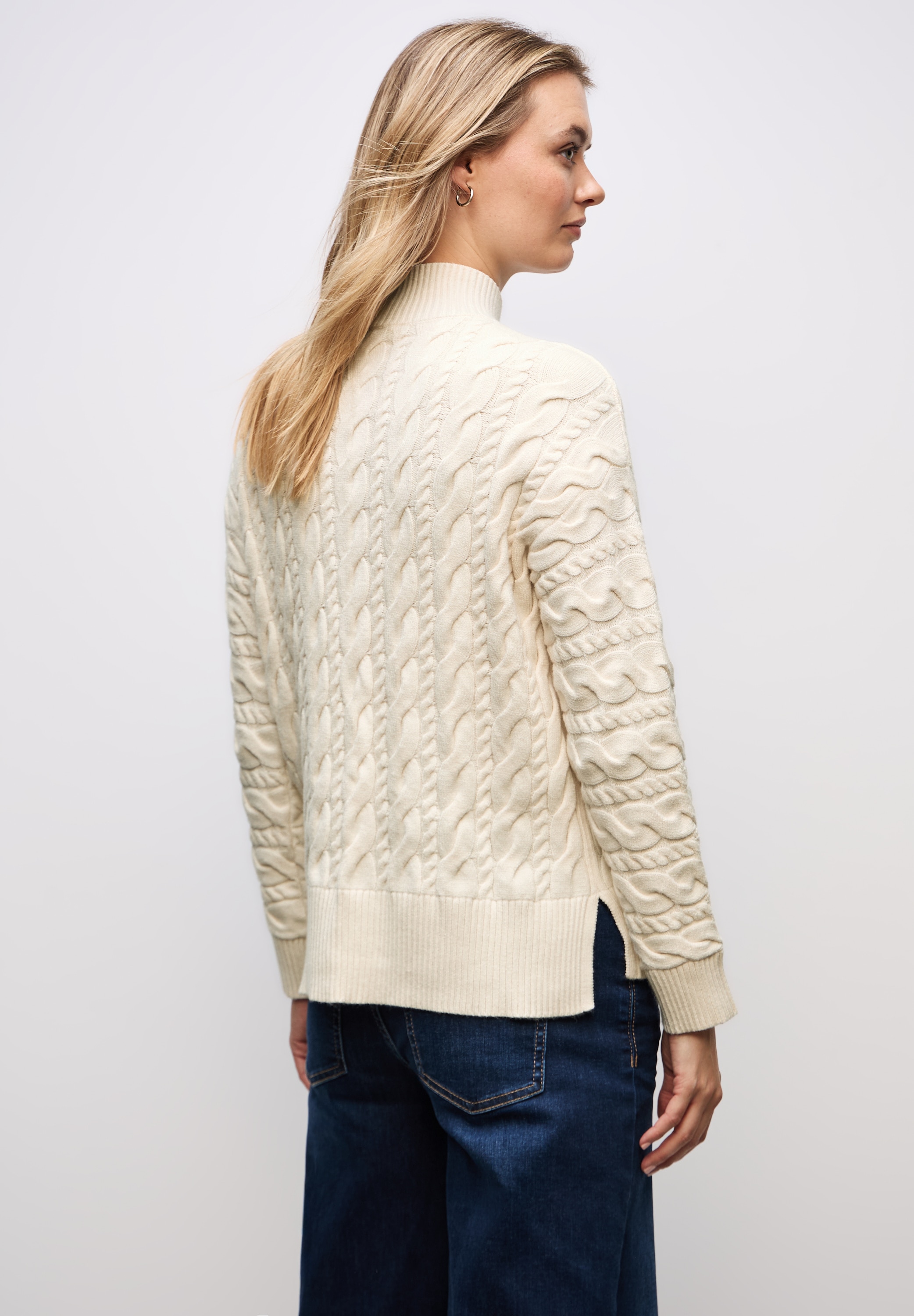 STREET ONE Rollkragenpullover mit Zopfmuster