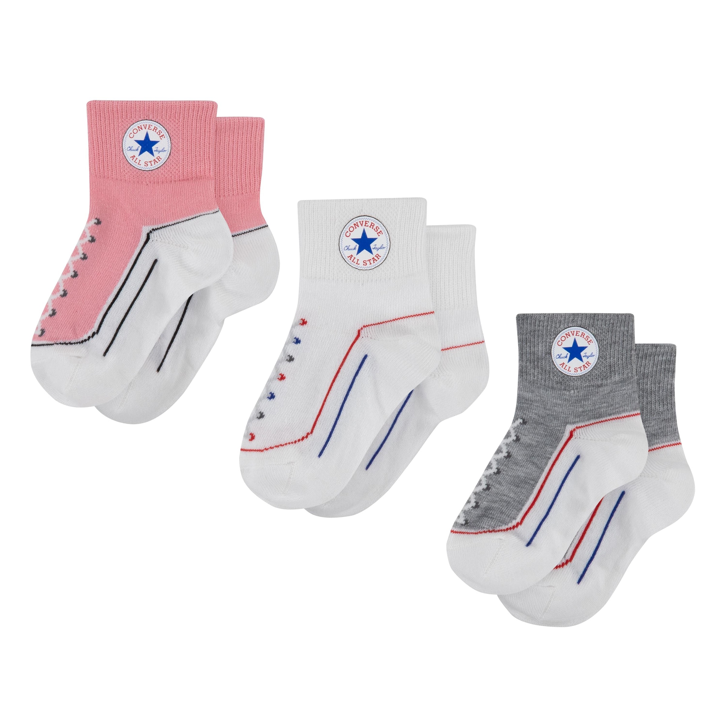 Converse Tennissocken »CHN INFANT STRIATED QTR 3PK« 3 Paar tlg. für Babys, dreiteiliges Set, sportlicher Stil