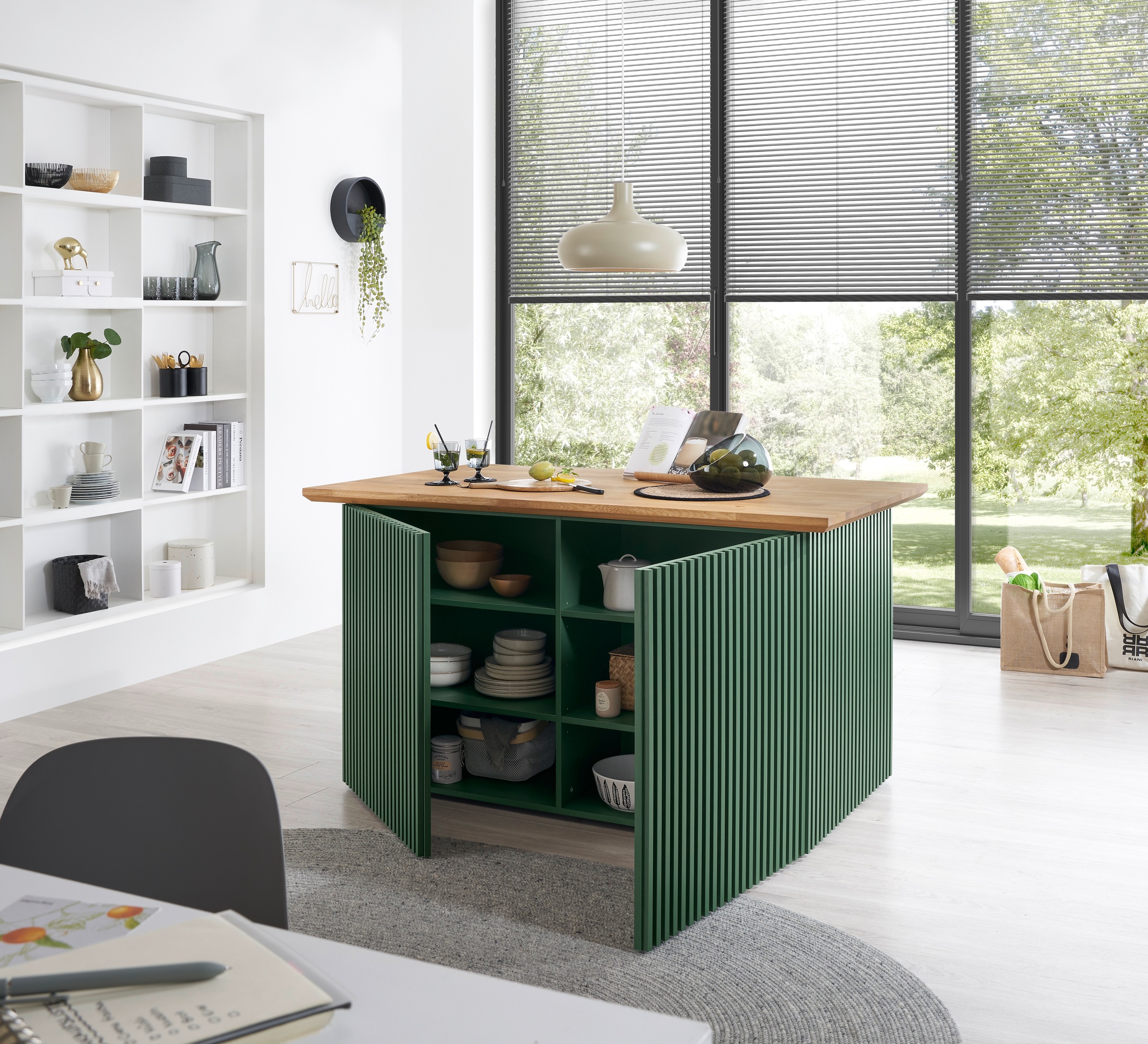 BASIC by Balculina Kücheninsel »Sandella B/H/T 160x87x90 cm« Breite 160 cm, Arbeitsplatte eiche massiv