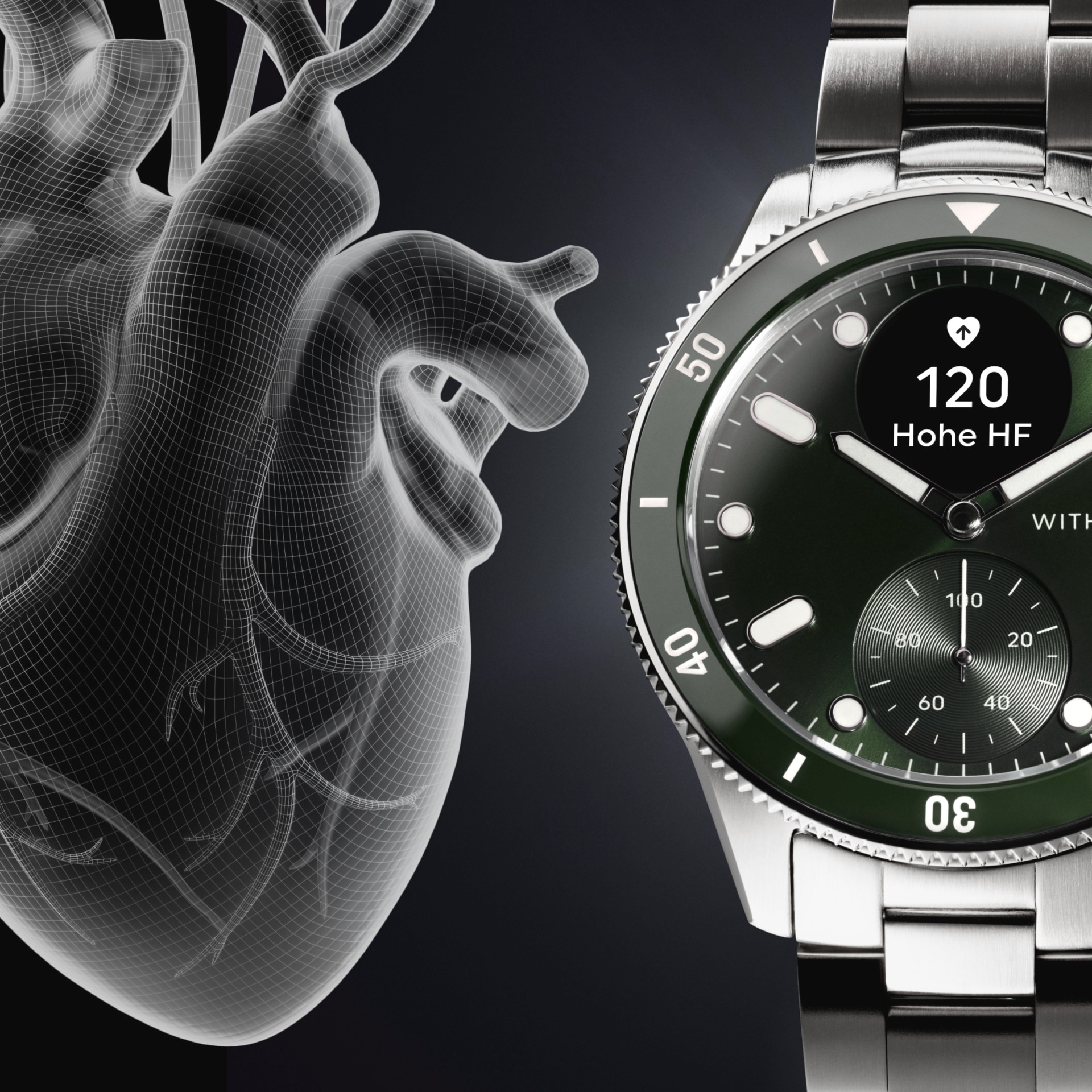 Withings Smartwatch »ScanWatch Nova«, (Proprietär EKG, Körpertemperaturmessung, Taucheruhr Design, 10 ATM)
