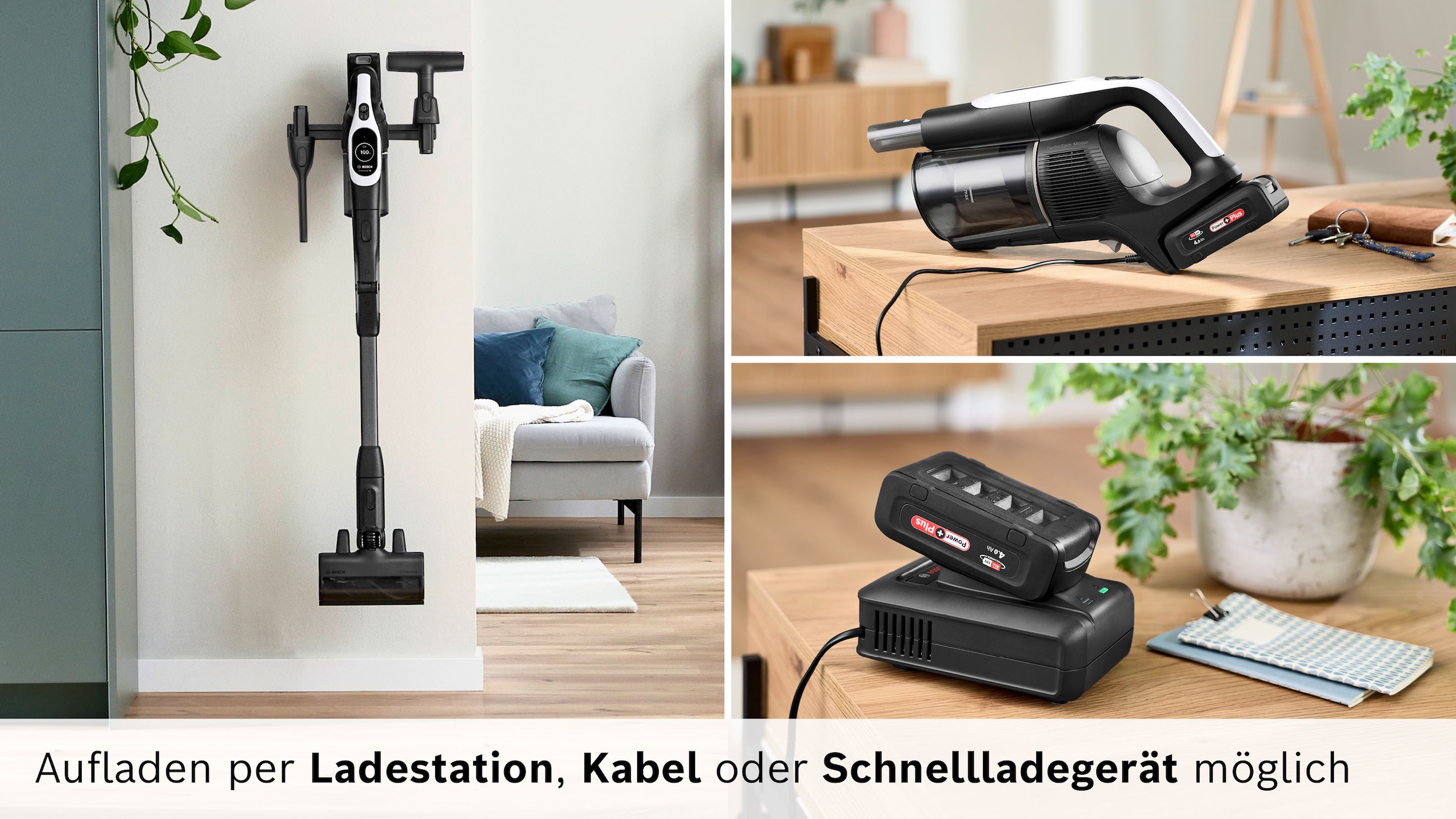 BOSCH Akku-Stielstaubsauger »Unlimited 10 BTS1042WAC, MicroClean™ Technology, 10 J. Motorgarantie« Display, Knickrohr, HEPA-Filtersystem, Schnellladegerät, 2 Akkus, weiß