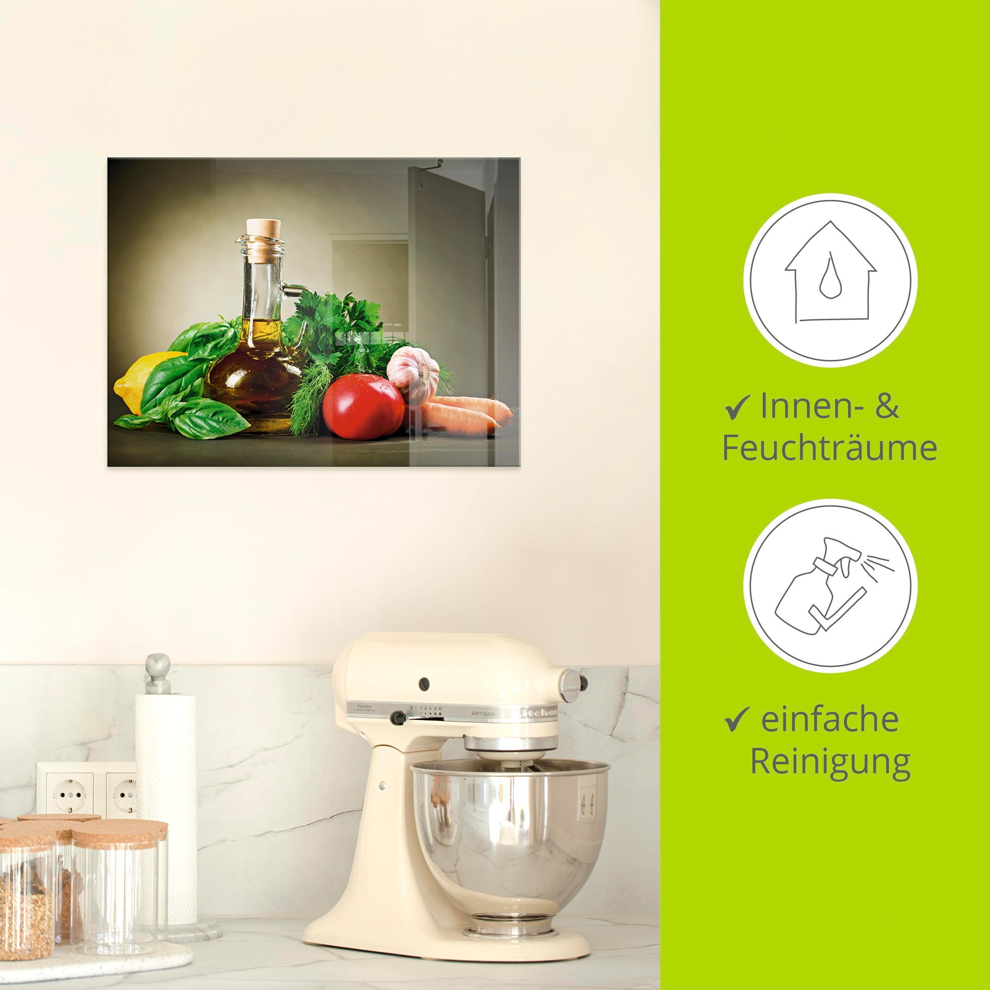 Artland Glasbild »Gesundes Gemüse und Gewürze« Lebensmittel 1 Stk. tlg. in verschiedenen Größen