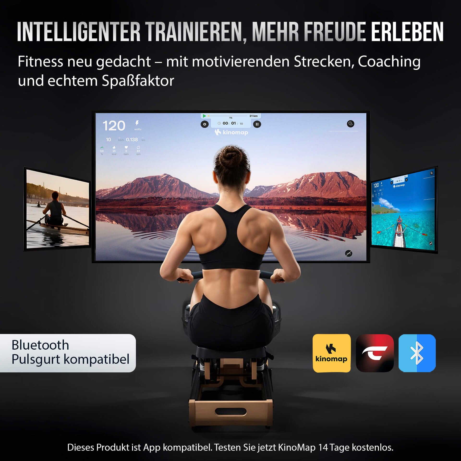 Christopeit Sport® Ruderzugmaschine »WP 5000 Wasserrudergerät« Testsieger Stiftung Warentest Ausgabe 1/2025, Rudermaschine, Holz