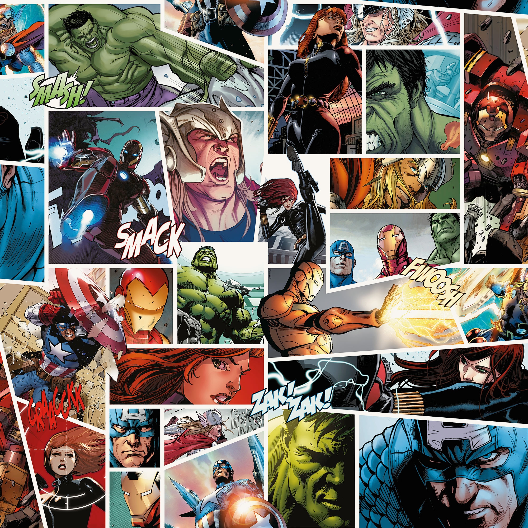 Komar Vliestapete »Marvel Comic Panel« bedruckt glatt Rolle mit 53 x 1005 cm