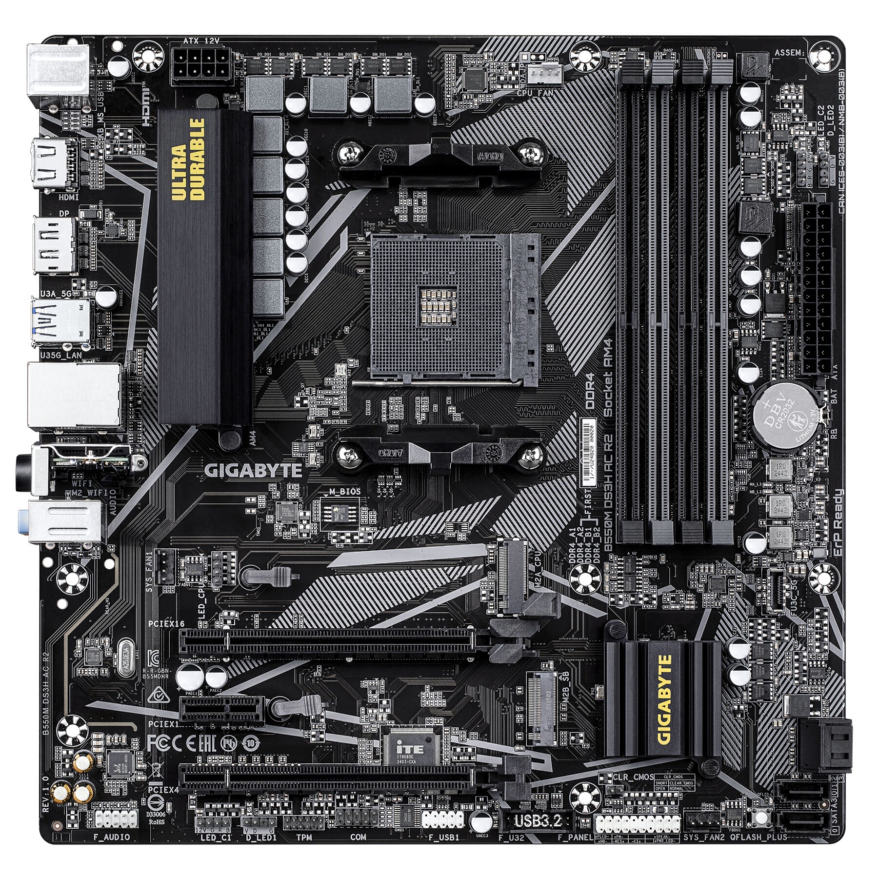 Gigabyte Mainboard »B550M DS3H AC R2 Mainboard – AMD Ryzen 5000 Prozessoren, 5+3 Phasen VR«