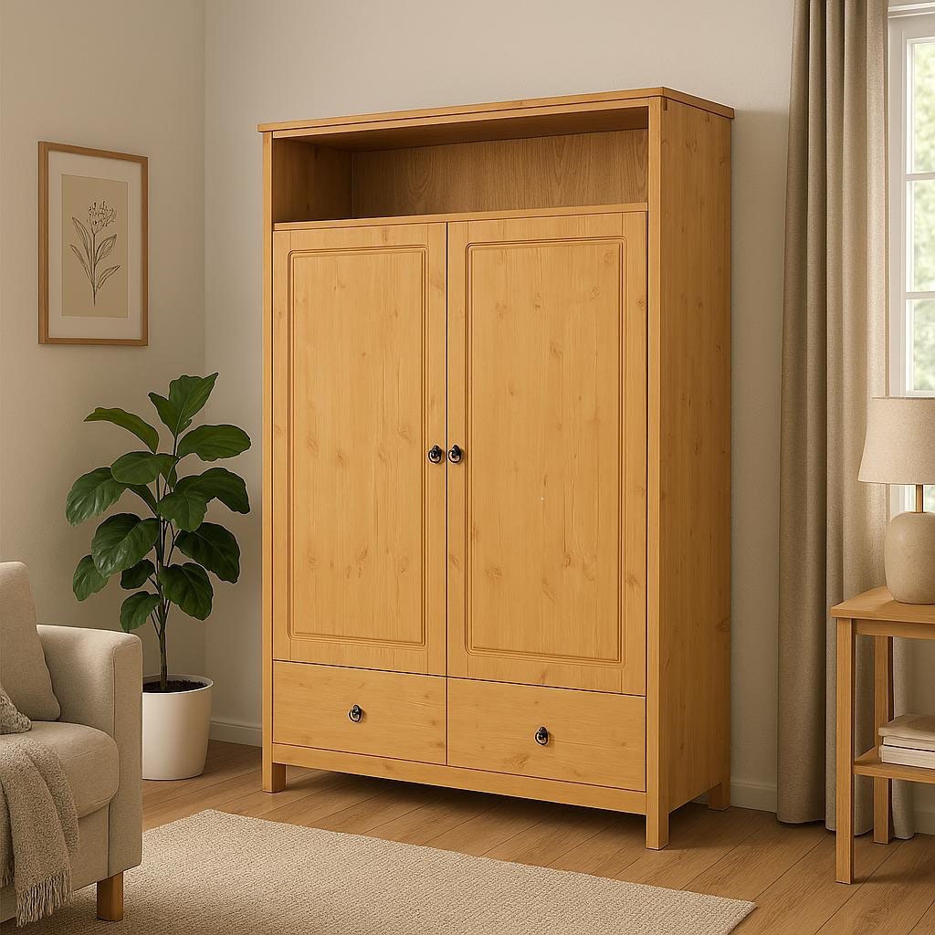 OTTO home Wäscheschrank »Gotland! Home Office Schrank, Mehrzweckschrank, Büroschrank« H/B/T ca. 180/125/40cm,  mit Ausziehregal, Schublade, stabil + langlebig, Massivholz made in EU