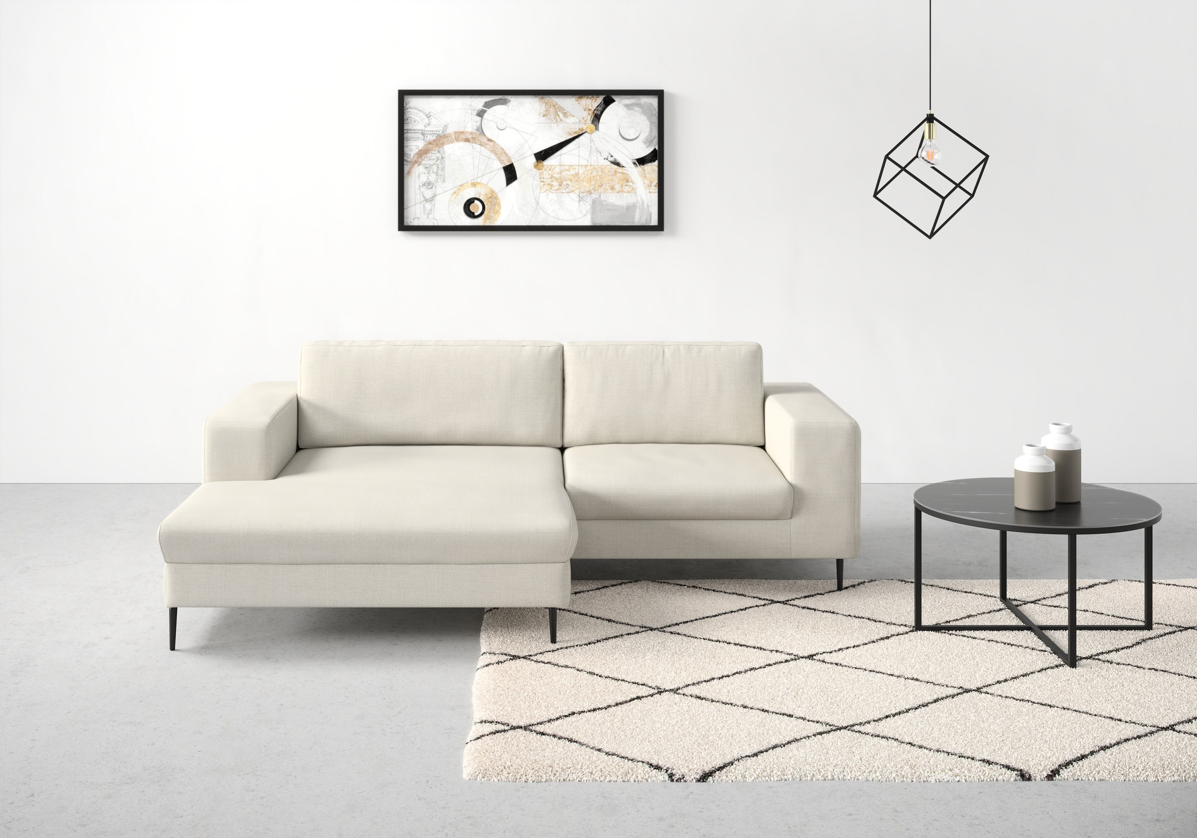 DOMO collection Ecksofa »Modica kompakt und elegant, Breite 244, L-Form«, moderne Optik mit extrabreiter Recamiere, auch in Cord