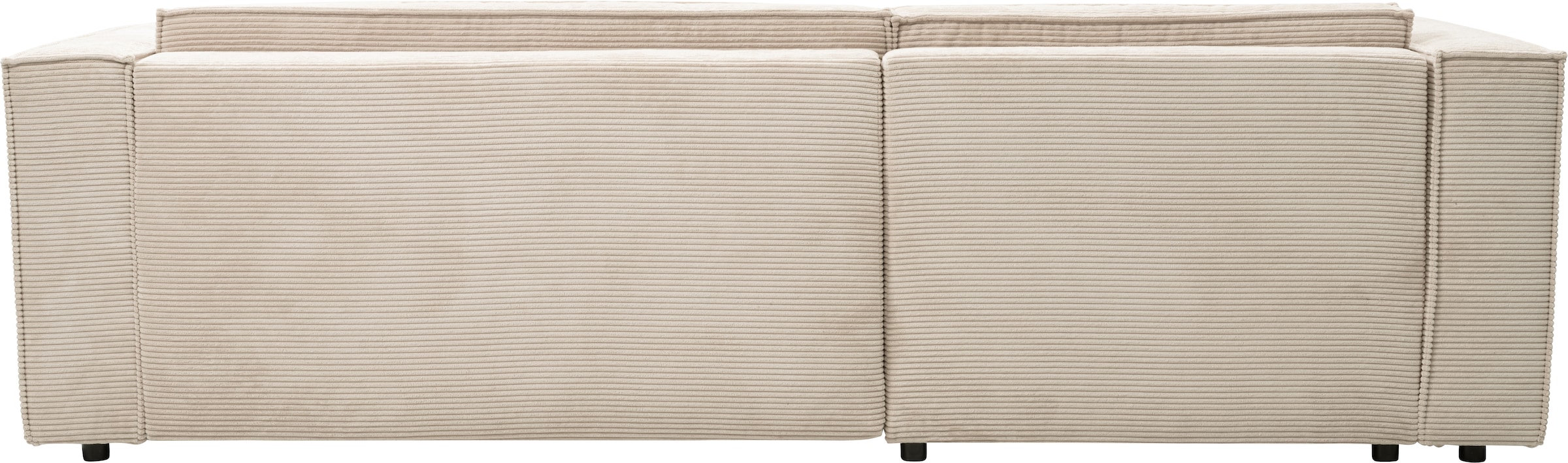 WERK2 Ecksofa »Atlanta-New, modernes Design, Stellmaße 280x147cm, L-Form, Kedernaht«, hoher Komfort, Schlaffunktion & Bettkasten, Cord, Natur