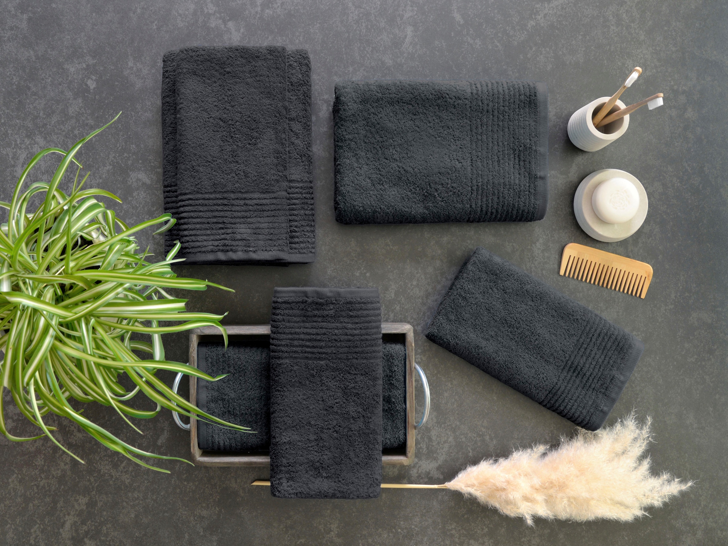 Dyckhoff Handtuch Set »Brillant«, Set, 6 tlg., Walkfrottee, mit Streifenbordüre;4 Handtücher (50x100cm), 2 Duschtücher (70x140cm)