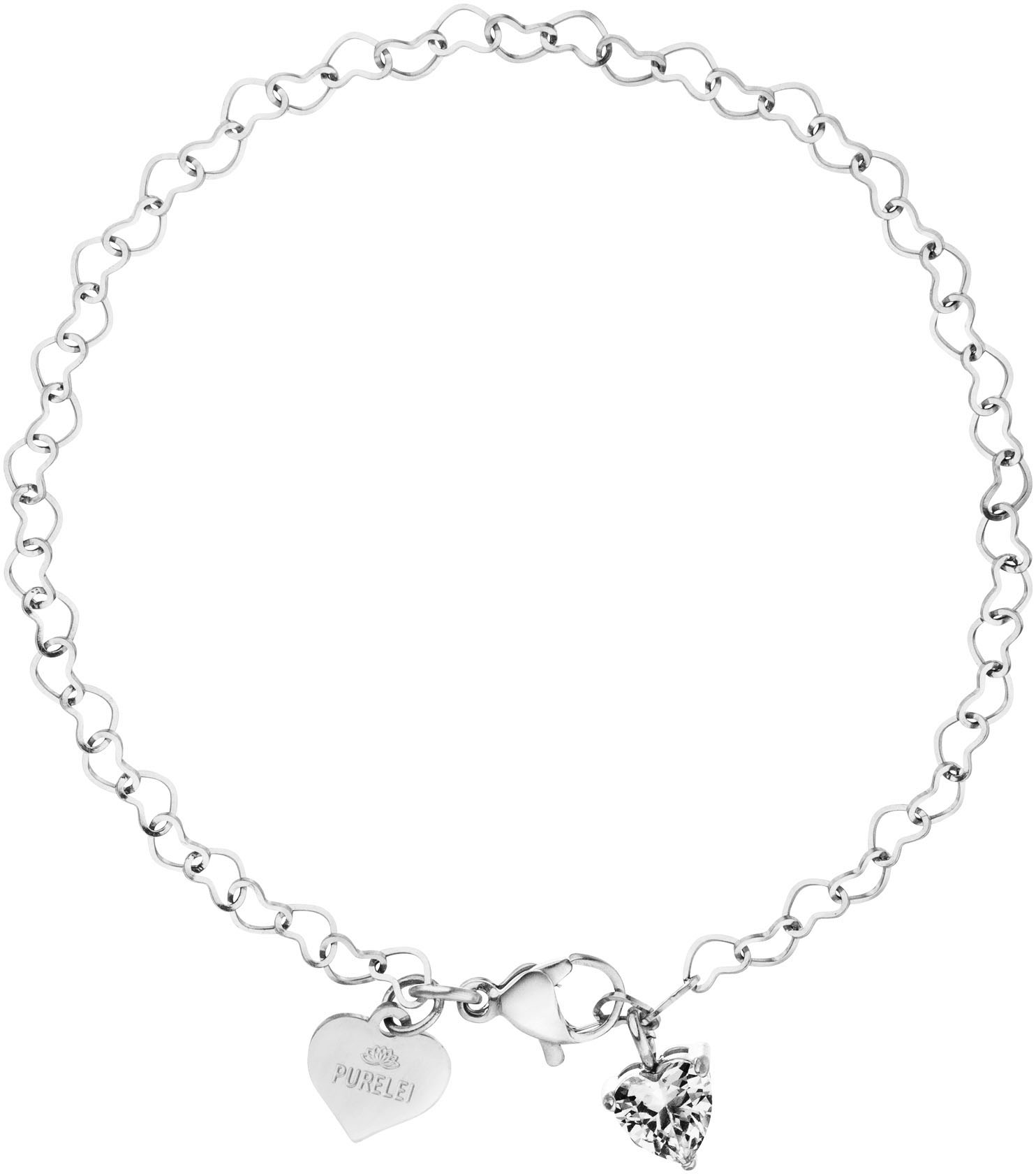 Purelei Damen Armband »Schmuck Geschenk Endless Love Herz« mit Zirkonia (synth.) in silberfarben, Größe 19 cm