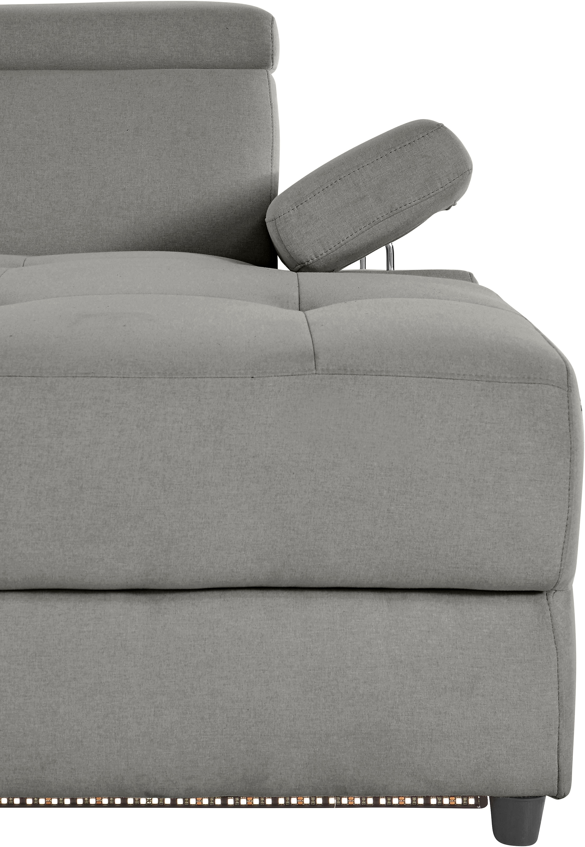 Places of Style Ecksofa »Kilado, L-Form,«, mit Relaxfunktion, verstellbarer Armlehne, Kopfteilverstellung