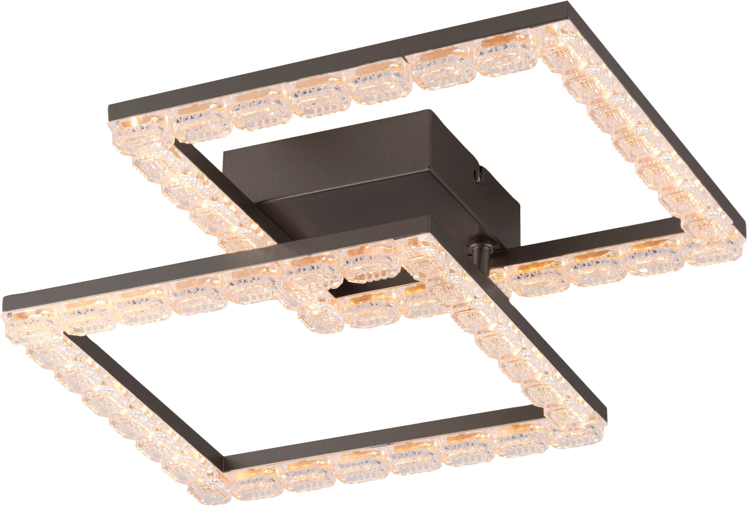 JUST LIGHT LED Deckenleuchte »GLITRA« LED-Board 1 Stk. Warmweiß Rahmen drehbar, 3000K Leuchtmittel, Kristallabdeckung