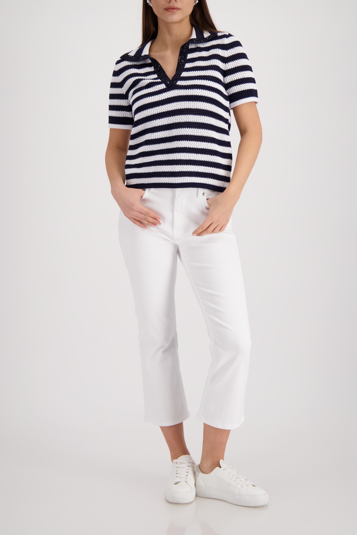 Monari Ajourpullover Regular fit mit Strasssteinen