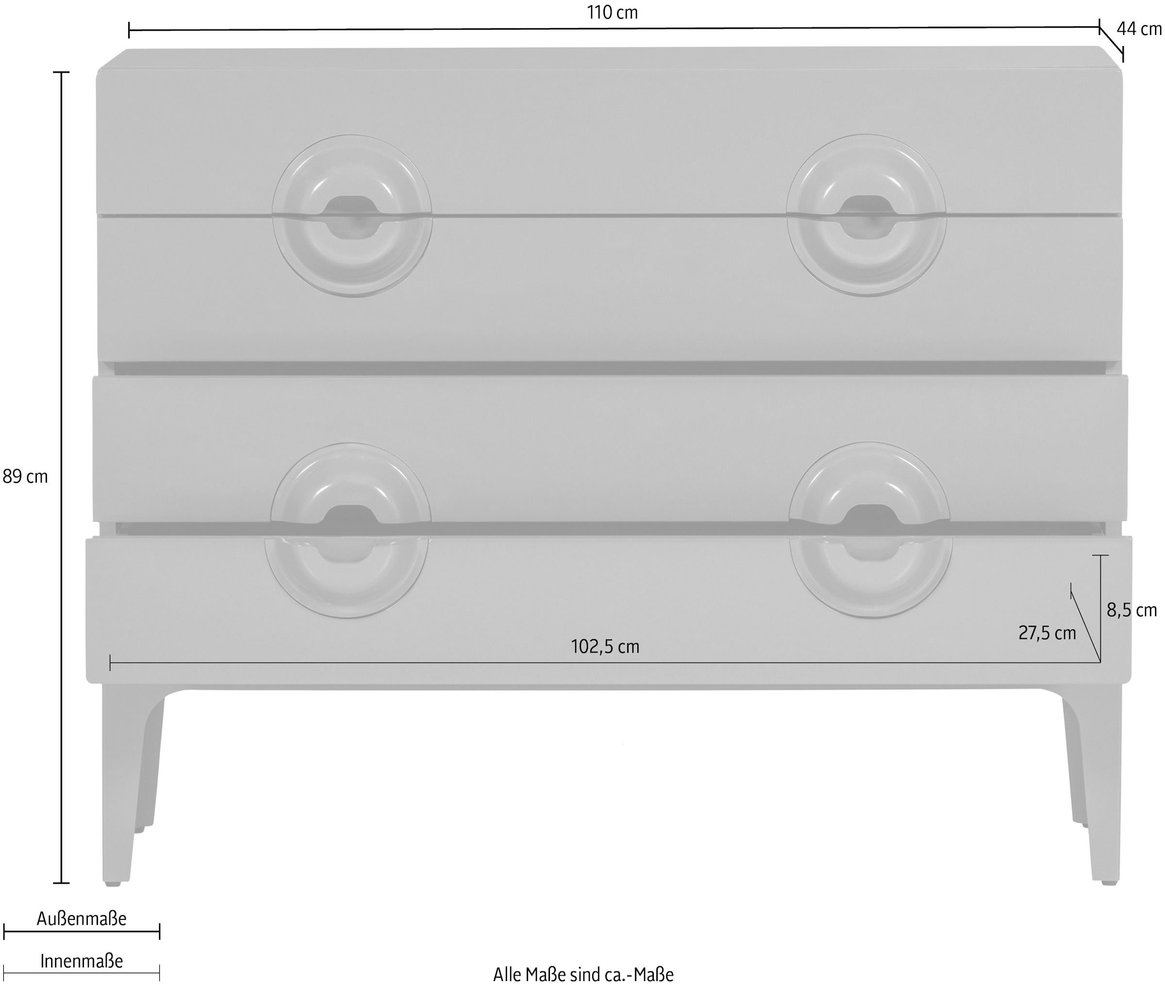 WOOOD Sideboard »Merge mit Eukalyptusholz und Dämpfung Funktion B 110 x T 44 x H 89 cm« Tragkraft 150 kg, vollständig montiert geliefert, sichtbare Maserung
