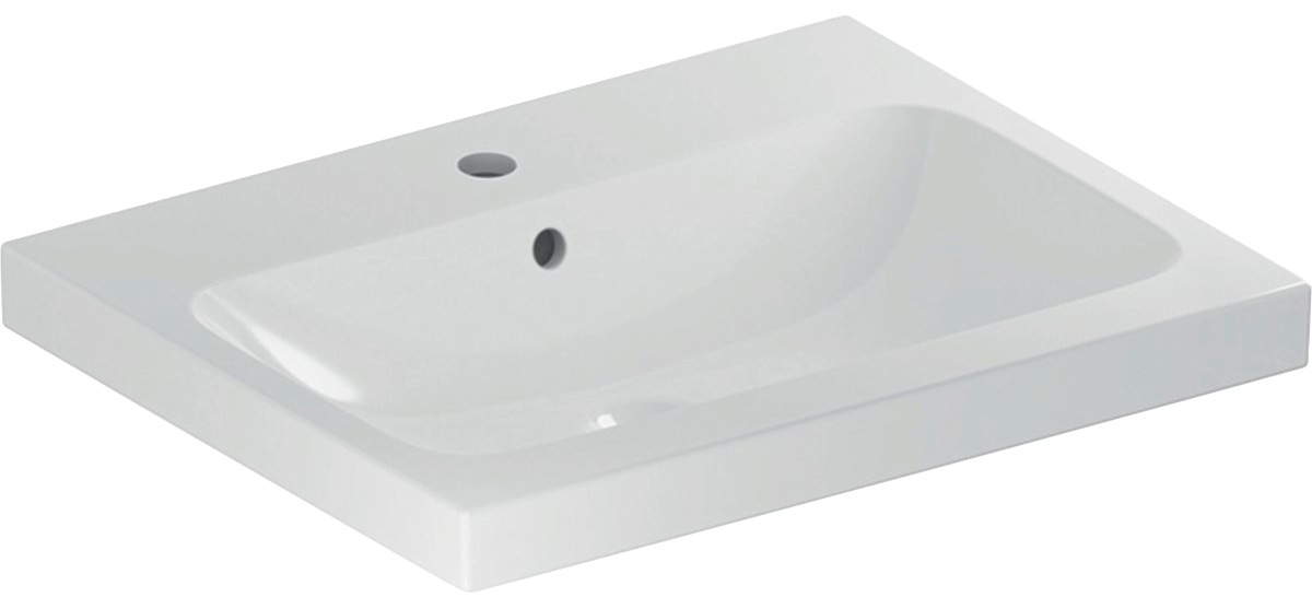 GEBERIT Waschbecken »Icon Light«, (1 St.), 60x48cm mit HL, mit ÜL, weiß, KeraTect, Mit KeraTect Beschichtung