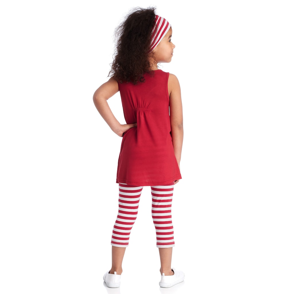 KIDSWORLD Kleid, Leggings & Haarband »3tlg. Set:«, (Set, 3 tlg.), Capri und Haarband maritim geringelt