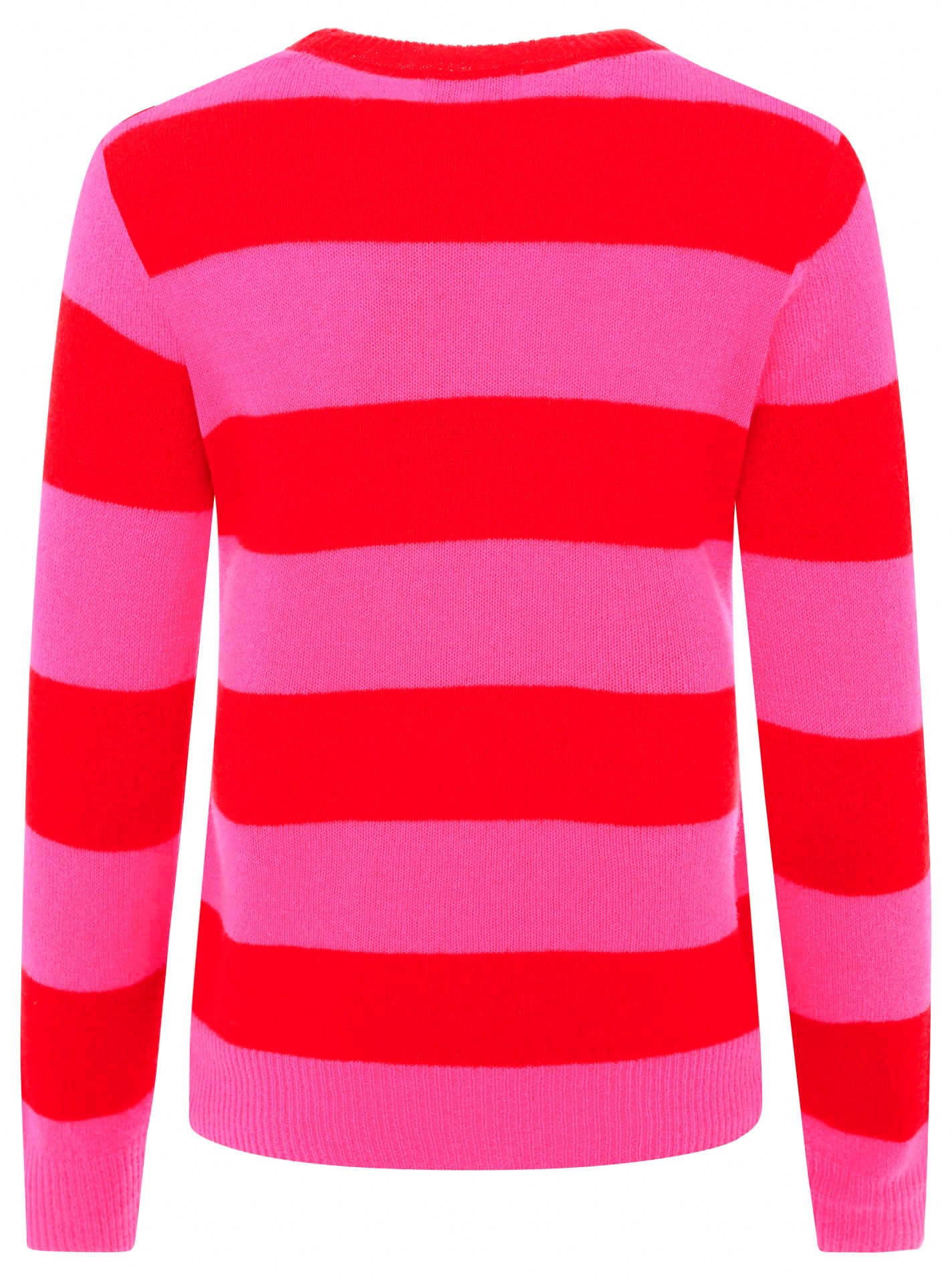 Zwillingsherz Strickpullover, aus Kaschmir mit kontrastfarbigen Streifen