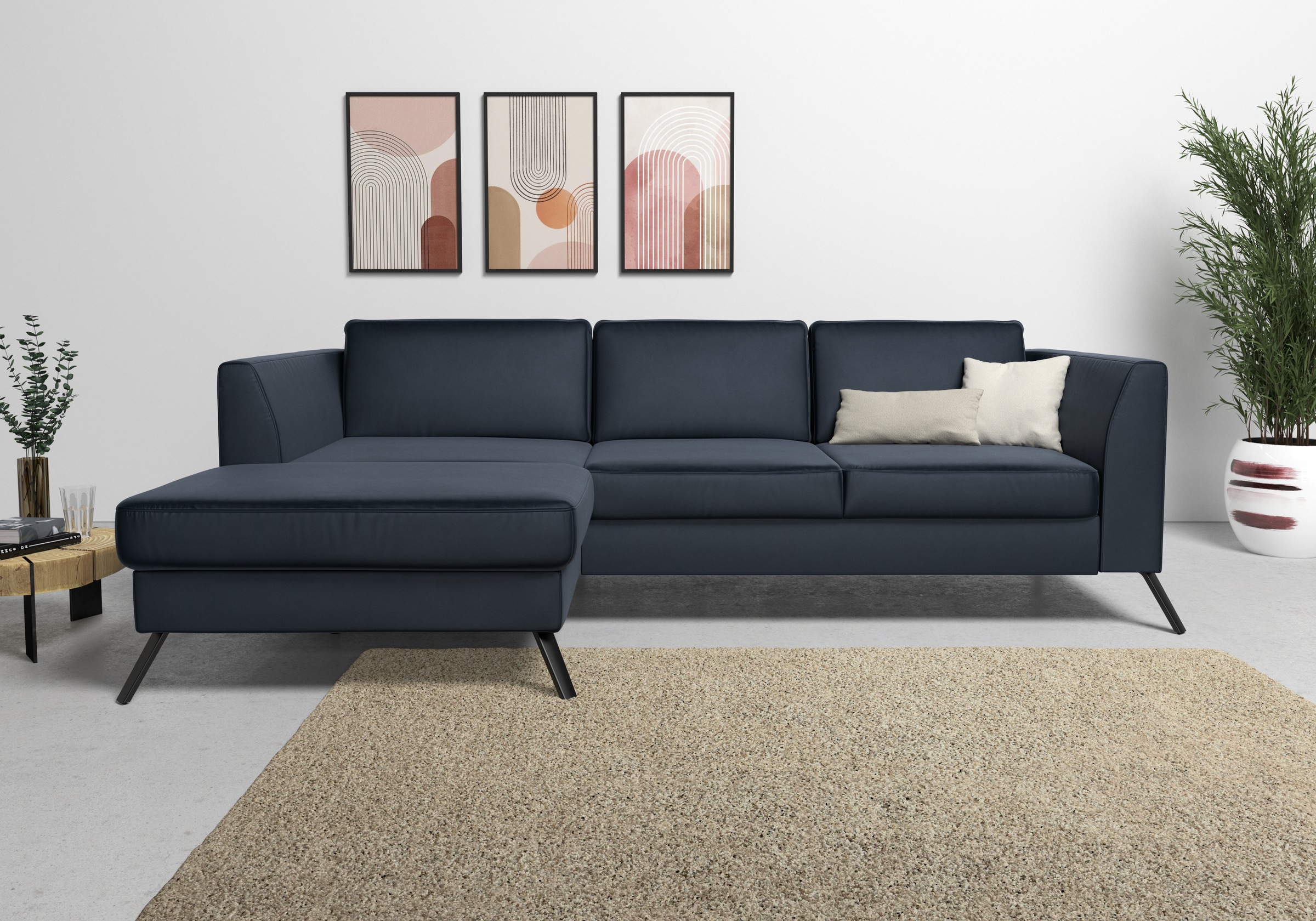 sit&more Ecksofa »Olsen L-Form«, inklusive Sitztiefenverstellung, wahlweise mit Bettfunktion, 15cm hoch