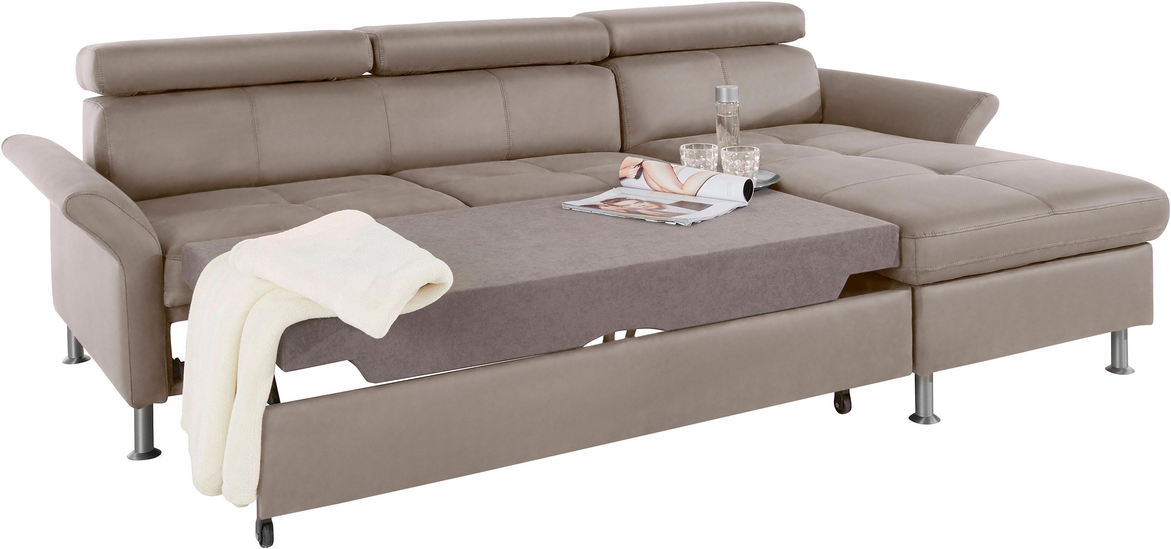 exxpo - sofa fashion Ecksofa »Maretto, bequem und komfortabel, L-Form«, inkl. Kopf- bzw. Rückenverstellung, wahlweise mit Bettfunktion