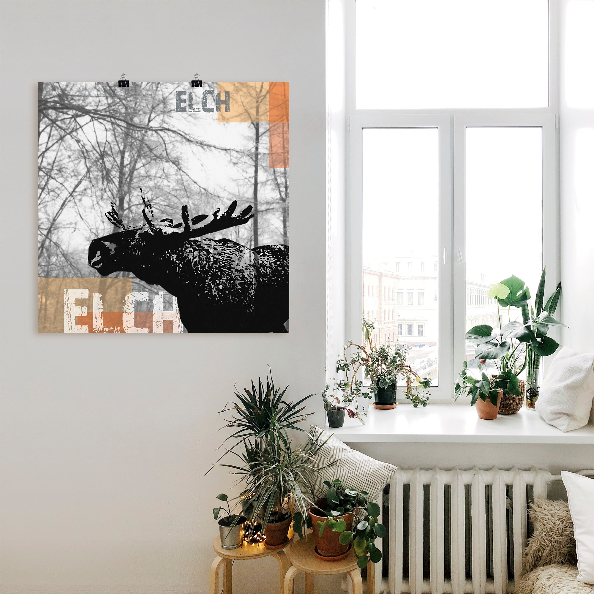 Artland Poster »Elch«, Wildtiere, (1 St.), als Alubild, Leinwandbild, Wandaufkleber oder Poster in versch. Größen