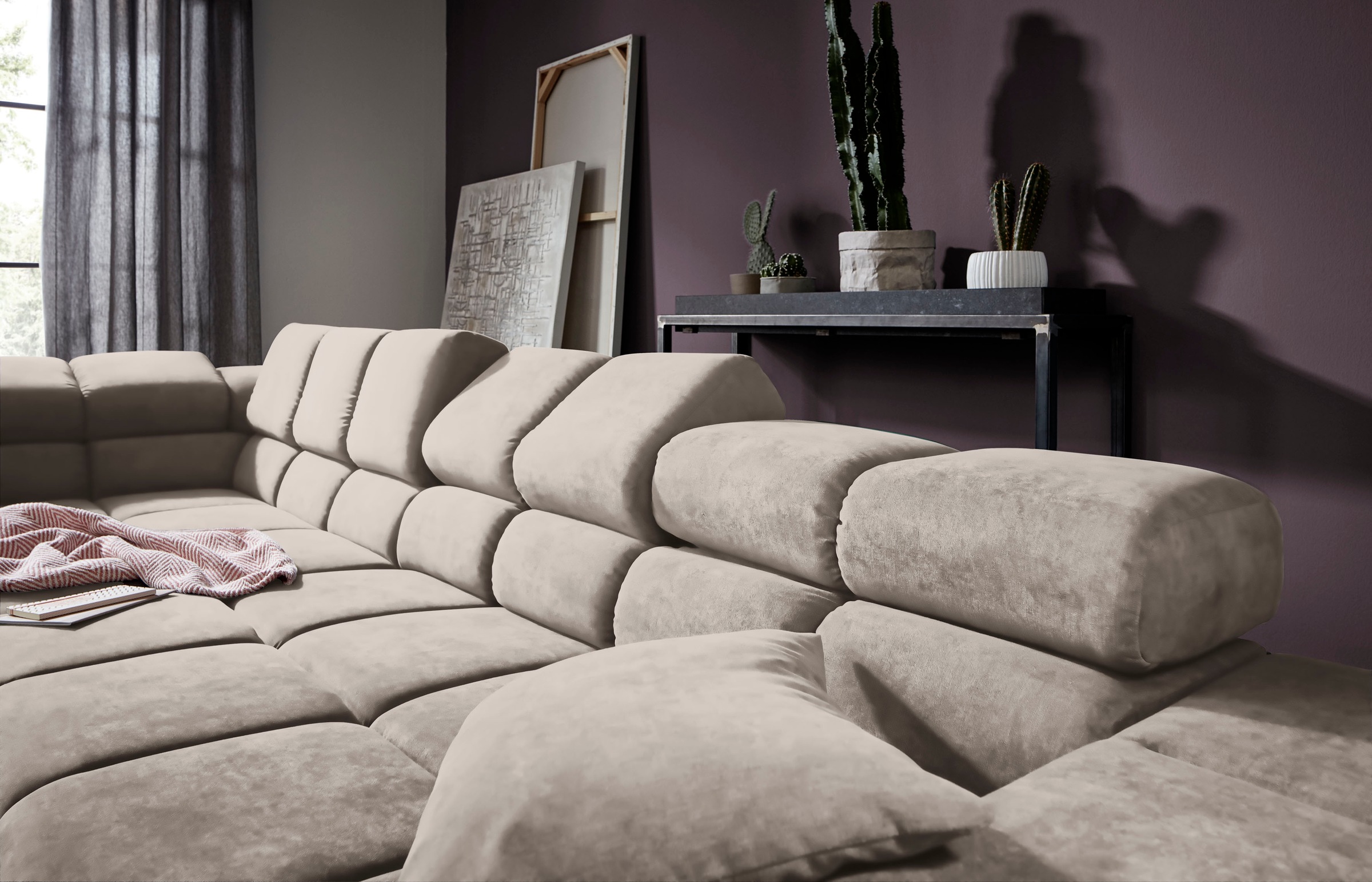 INOSIGN Ecksofa »Ancona incl. Kopfteilverstellung, OTTOs Choice, Breite 319cm, L-Form«, wahlweise motorische Sitztiefenverstellung, auch in Cord + Easy Care