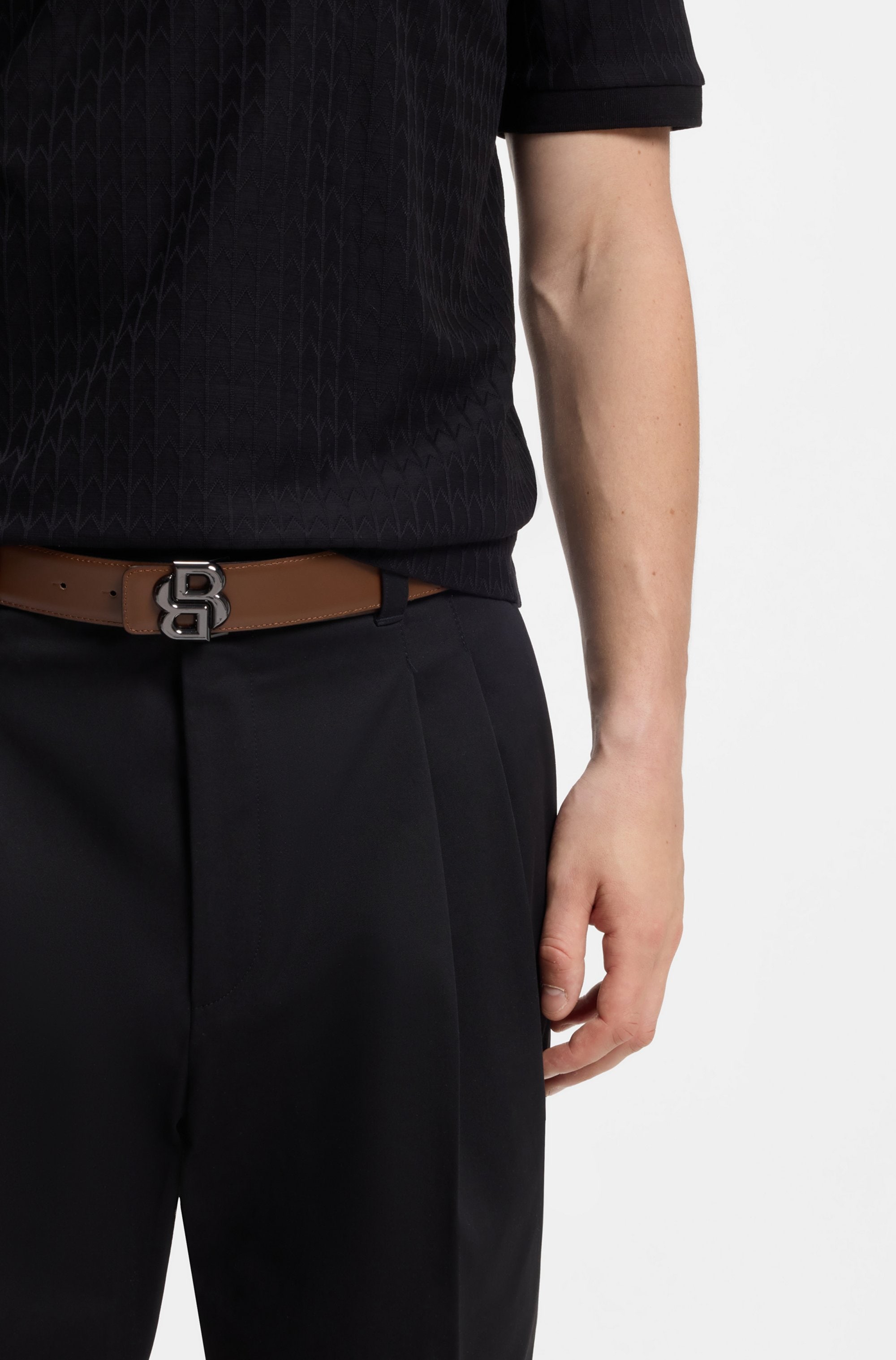 BOSS Wendegürtel »B_Icon-Gr-St Sr35« aus italienischem Leder