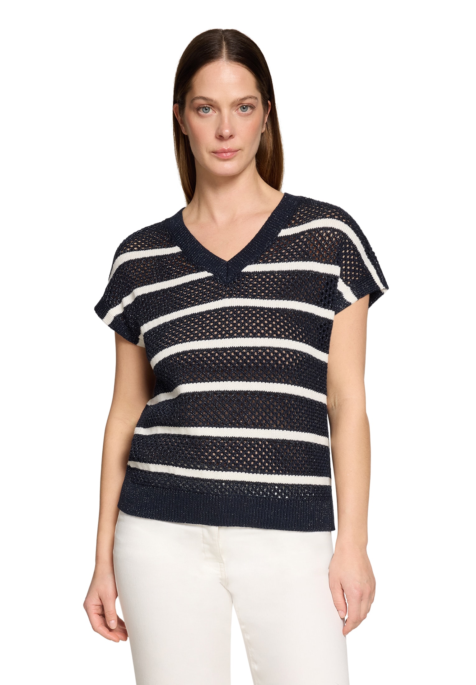 Betty Barclay Rundhalspullover »Lochstrick-Pullover mit Streifen«