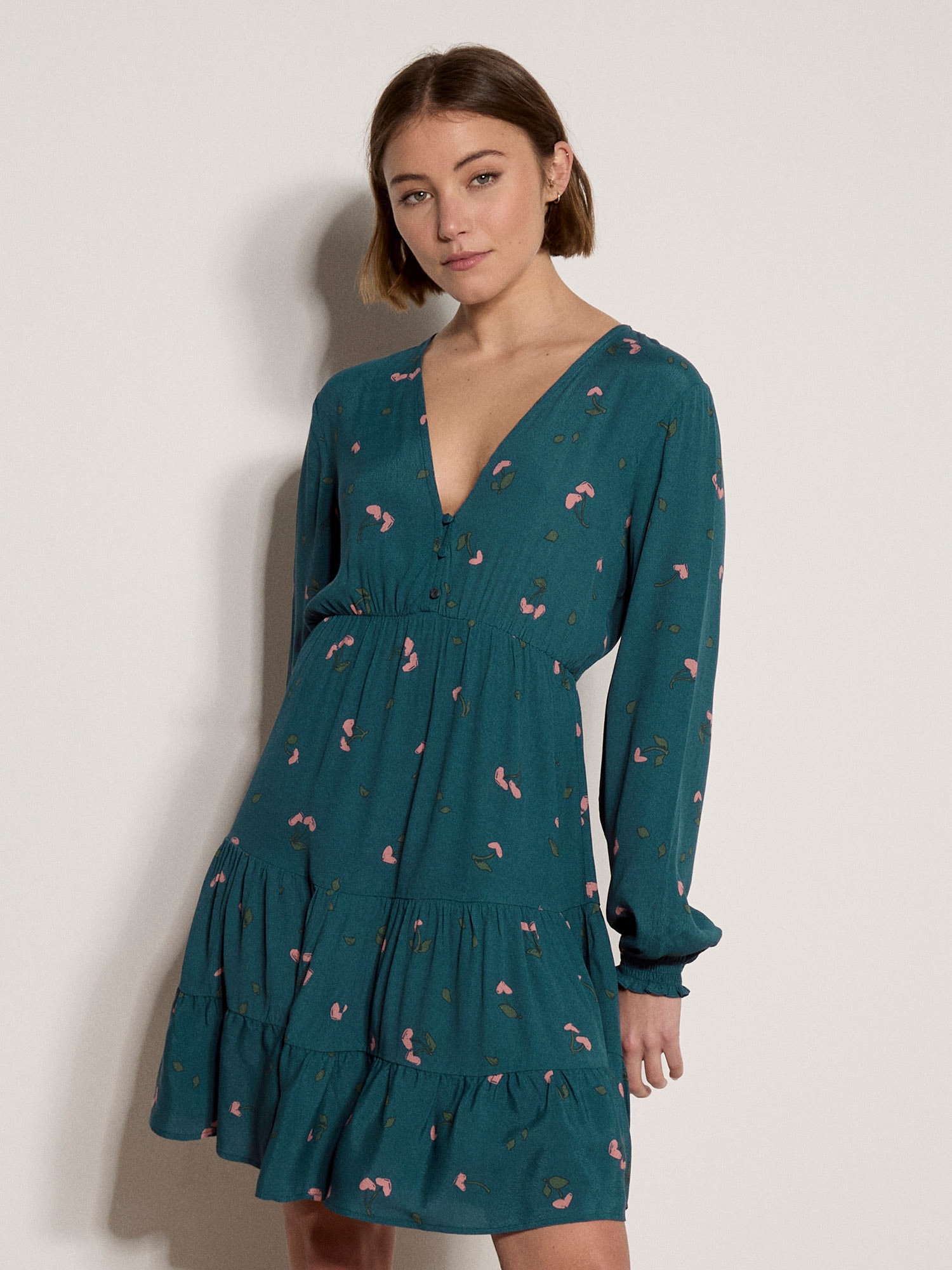 Apricot Minikleid »Kurzes Crêpekleid« mit Kirschprint