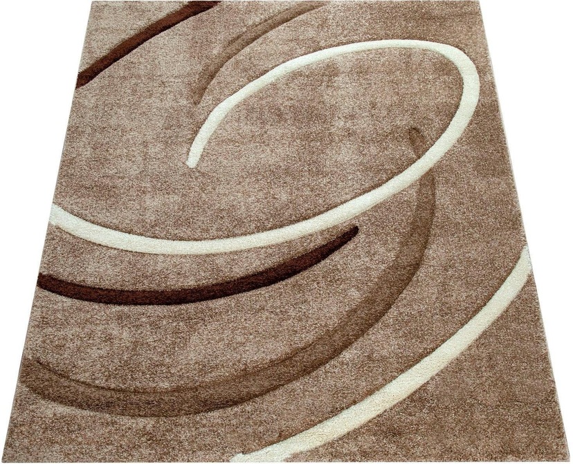 andas Teppich »Neele«, rechteckig, Wellen-Design, OTTO-Shop Konturenschnitt, Wende-Teppich mit handgearbeitetem im
