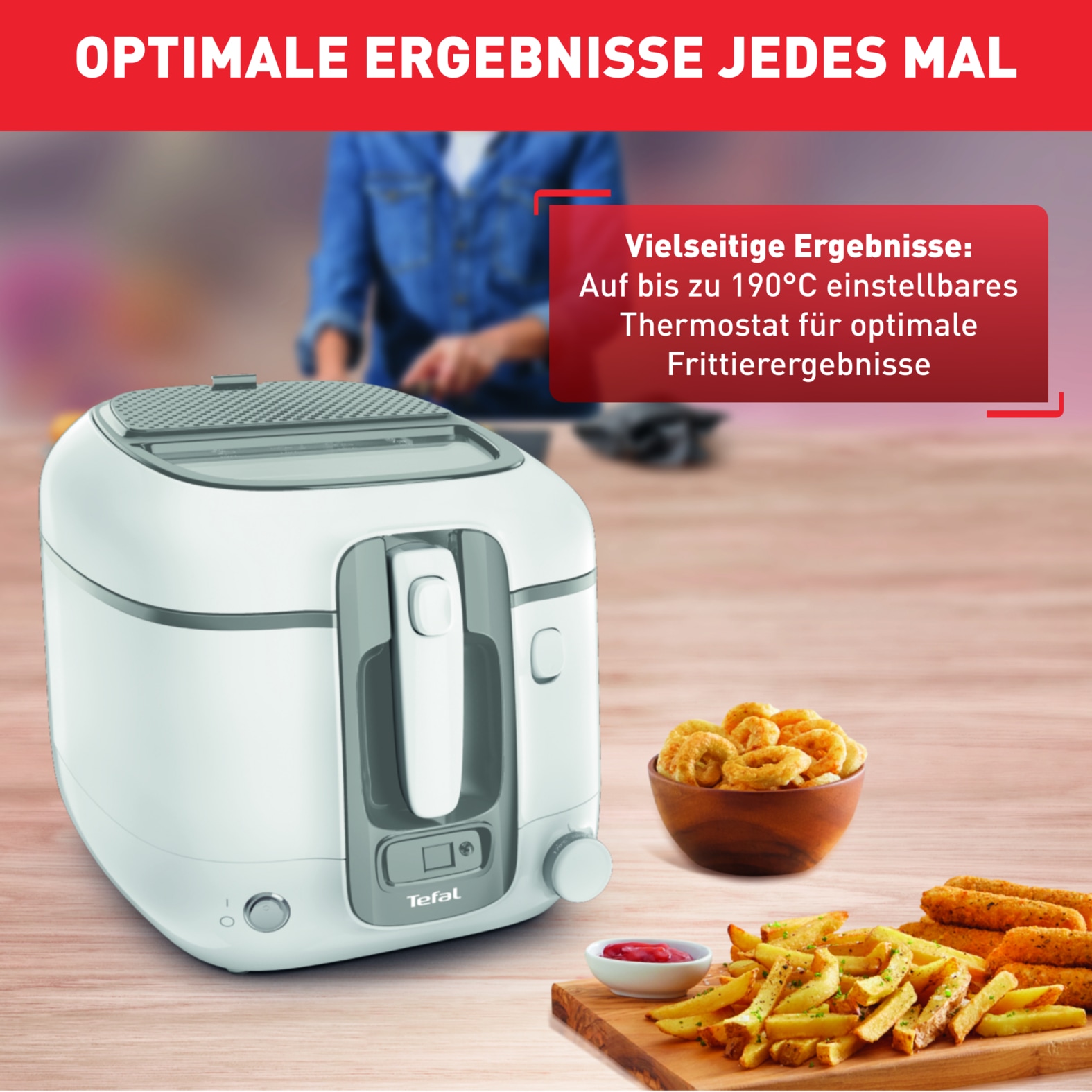 Tefal Fritteuse »FR3141 Super Uno«, 1800 W, Fassungsvermögen 2,2 l, einstellbarer Thermostat, leichte Anwendung & Reiningung, FR3141