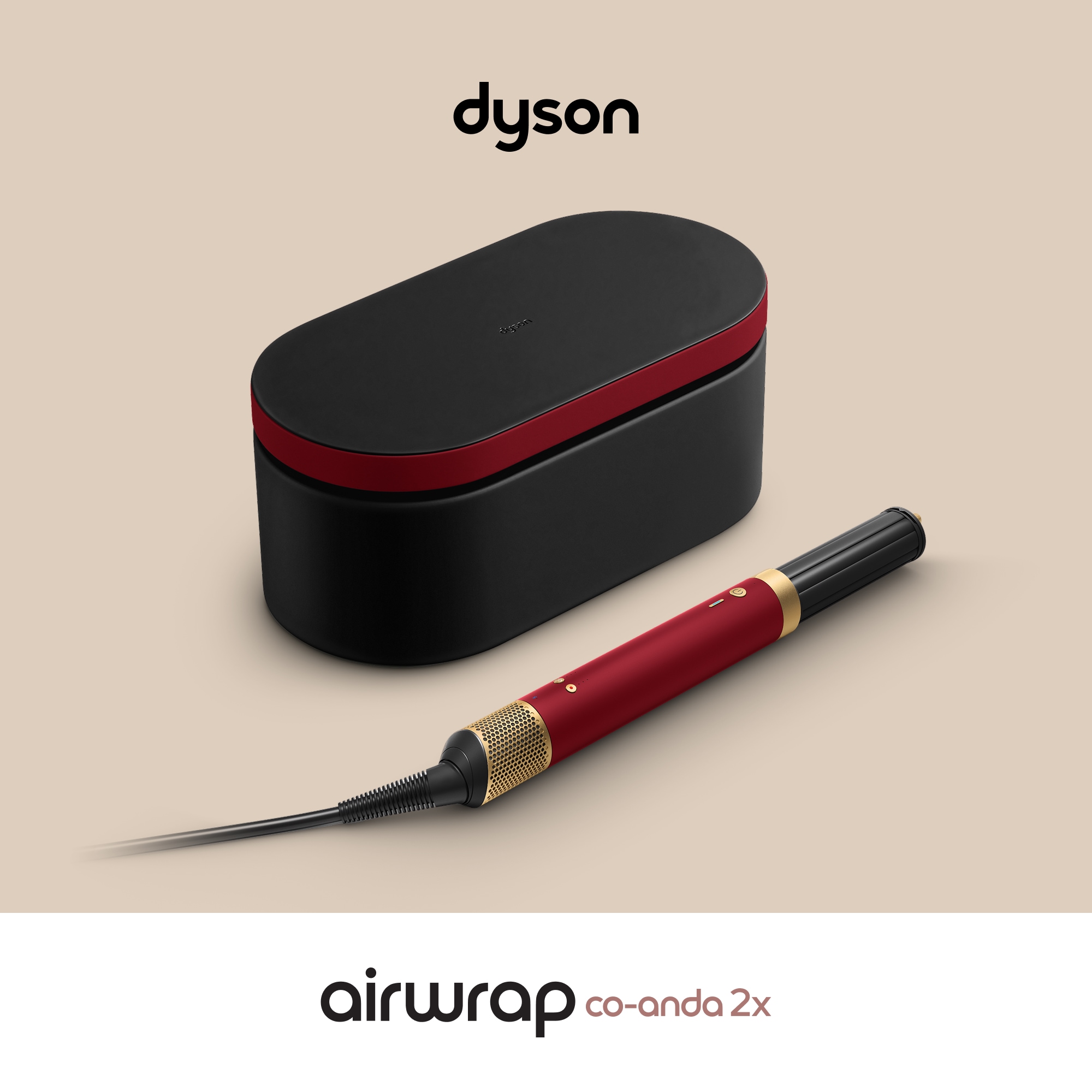 DYSON Multihaarstyler »und -trockner Dyson Airwrap Co-anda 2x™ Straight+Wavy Samtrot/Gold« 6 Aufsätze 6-in-1-Styling. 2-mal stärkerer Luftstrom für mehr Leistung.