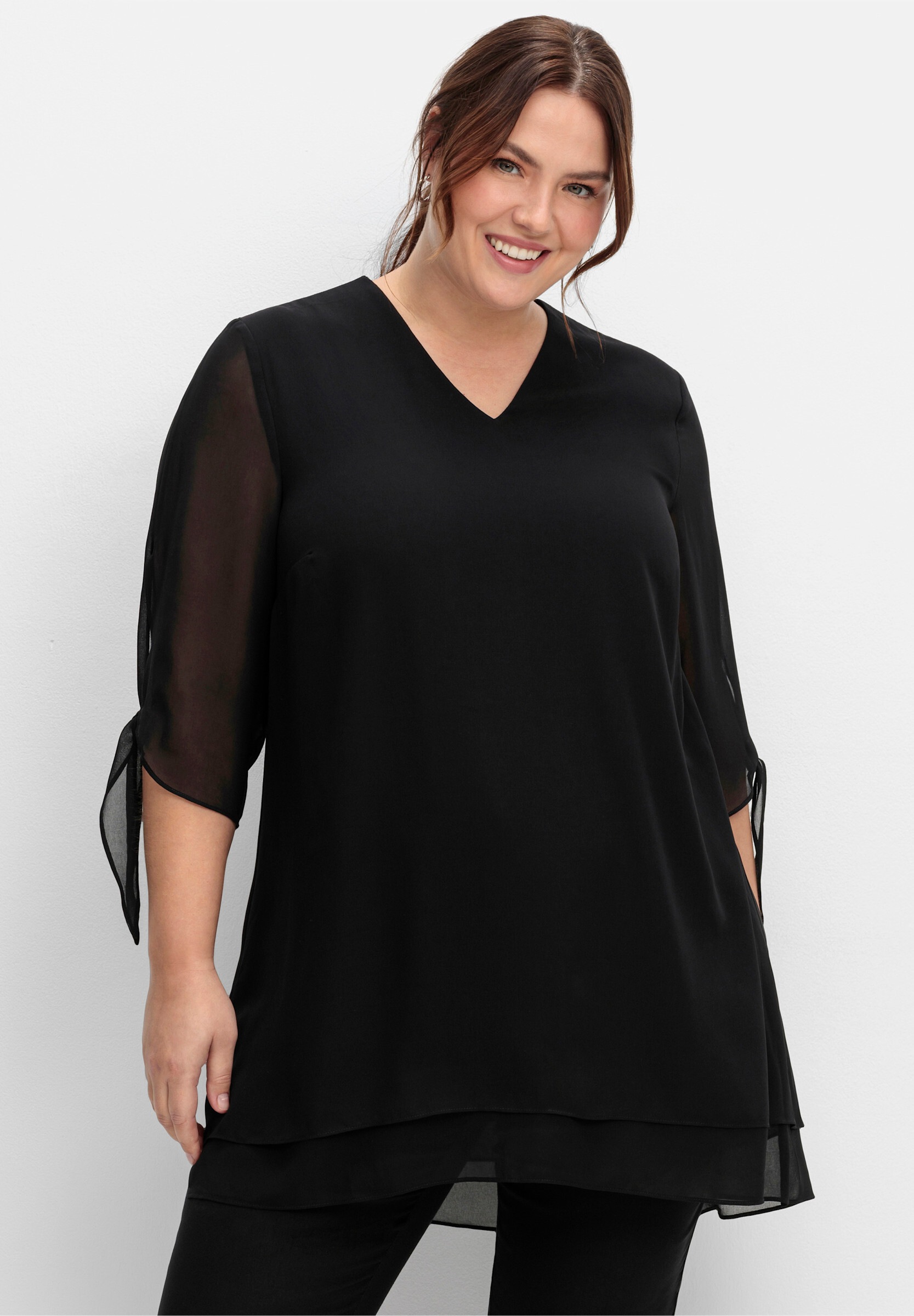 Sheego Longbluse »Tunika Chiffonbluse in Lagenoptik«
